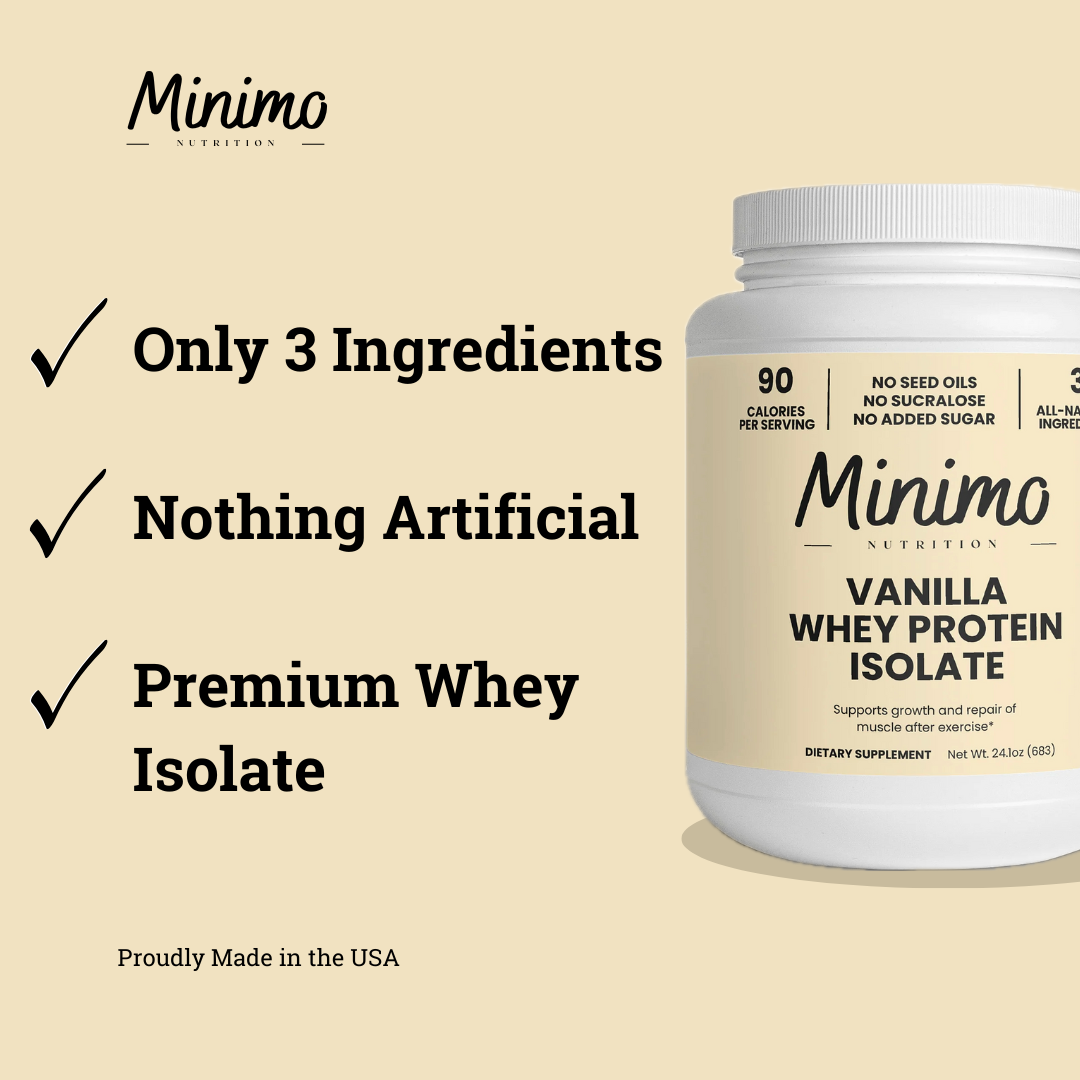 Vanilla Whey Isolate Protein Powder, 1.51 lbs by Minimo Nutrition