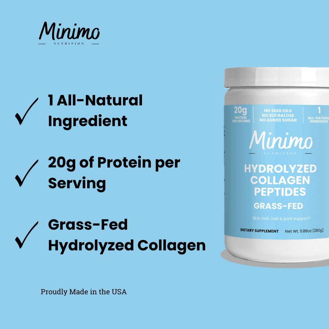 Grass-Fed Hydrolyzed Collagen Peptides, 9.9 oz by Minimo Nutrition