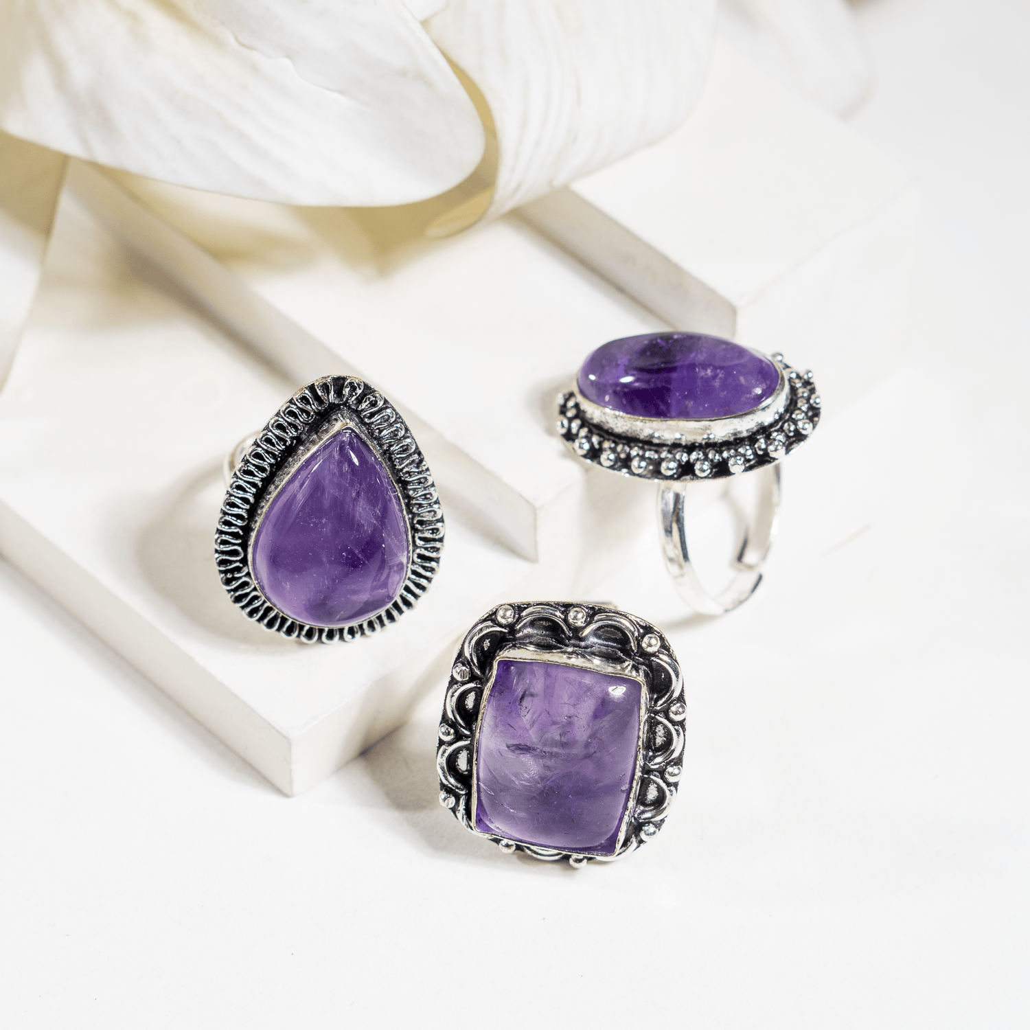 Amethyst Rings – Gemstone rings Natural Crystal Healing Jewelry Collection