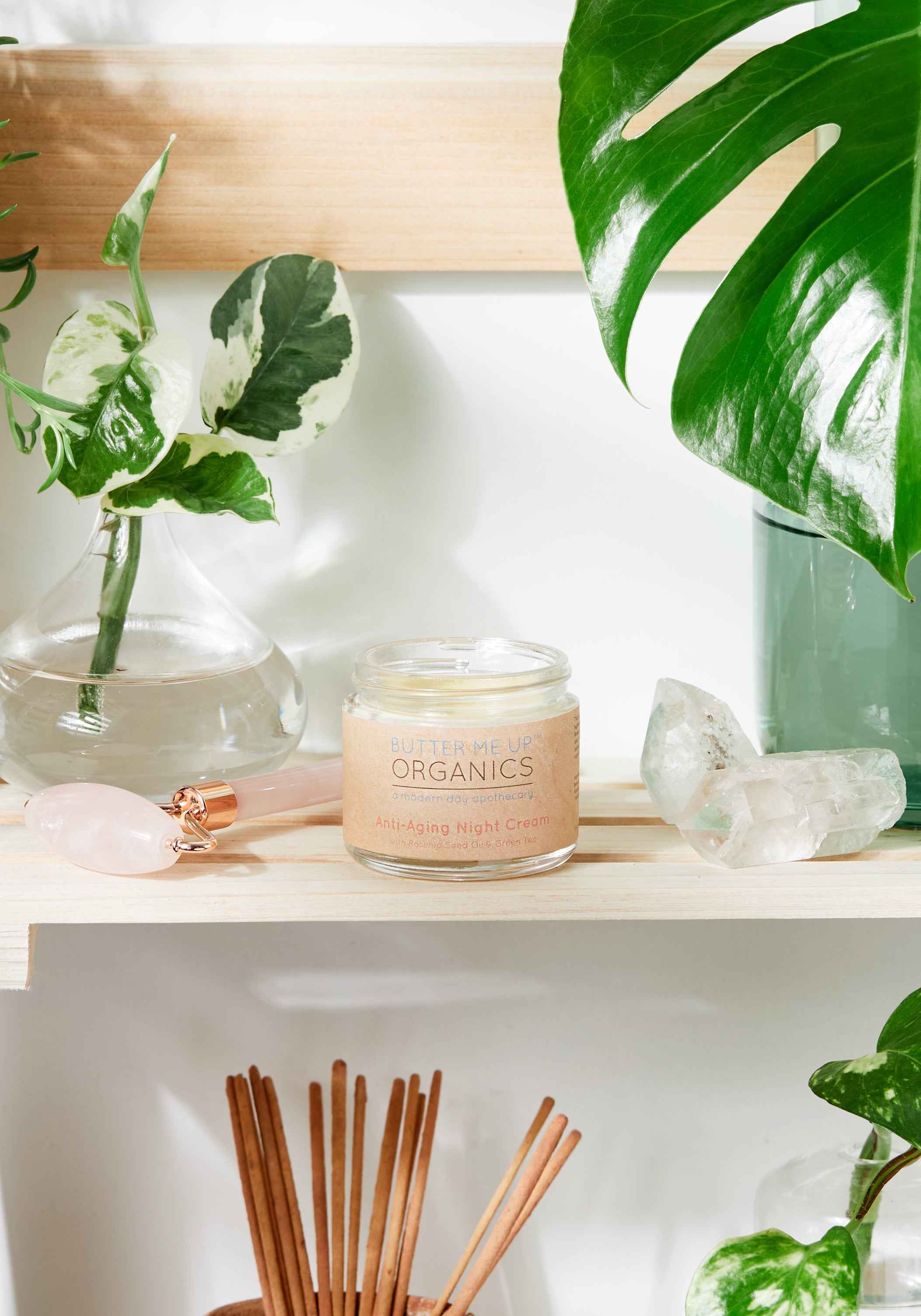 Anti Aging Night Cream Face Moisturizer Organic Green Tea by Butter Me Up Organics