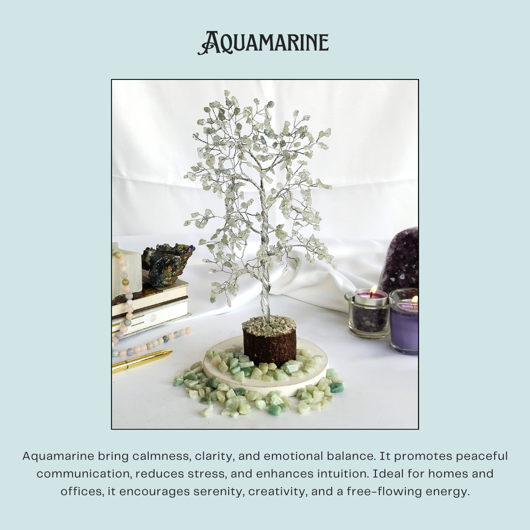 Aquamarine Gemstone Tree, Crystal Tree Of Life.