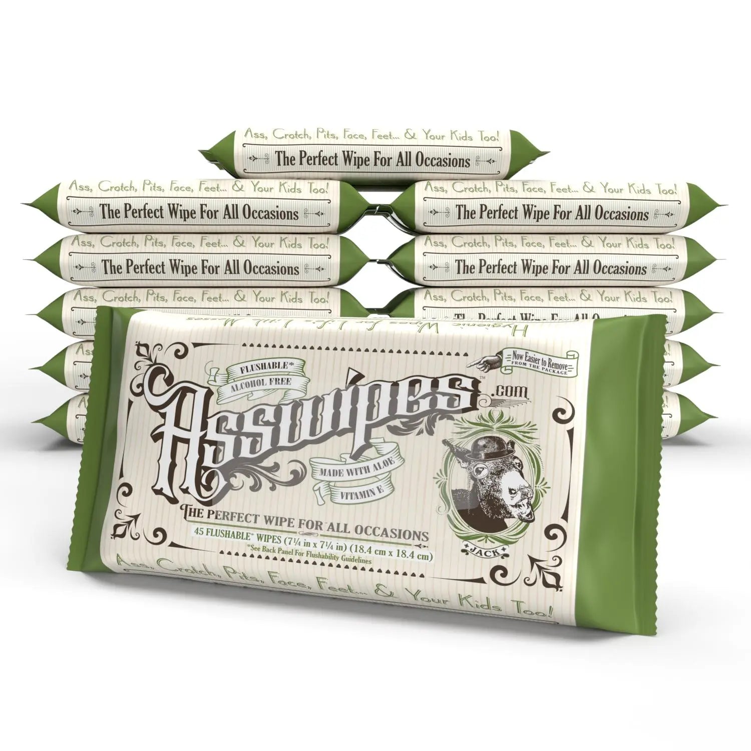 Asswipes 45ct Flow Pack (select quantity) by Fresh Body FB®