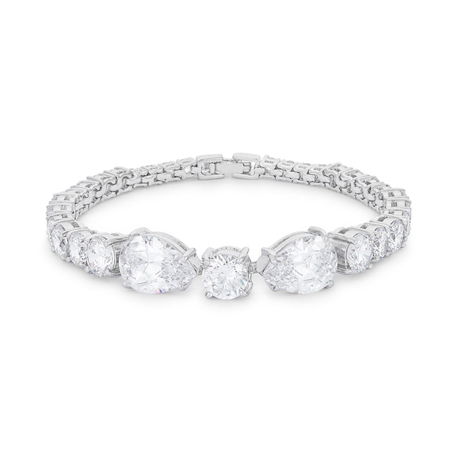 Elegant Pear and Round Cubic Zirconia Tennis Bracelet DestGlow