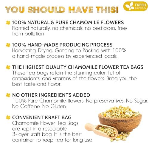 Smooth Sleep & Digest Duo, Chamomile Flower & Fennel Seed Herbal Tea Bags, 100% Natural & Pure Flowers and Seeds, Eco-Conscious & Biodegradable Tea Bags, No Sugar, No Caffeine, No Gluten, Vegan – Herbal Beverage by FreshDrinkUS - Natural and Premium Herbal Tea