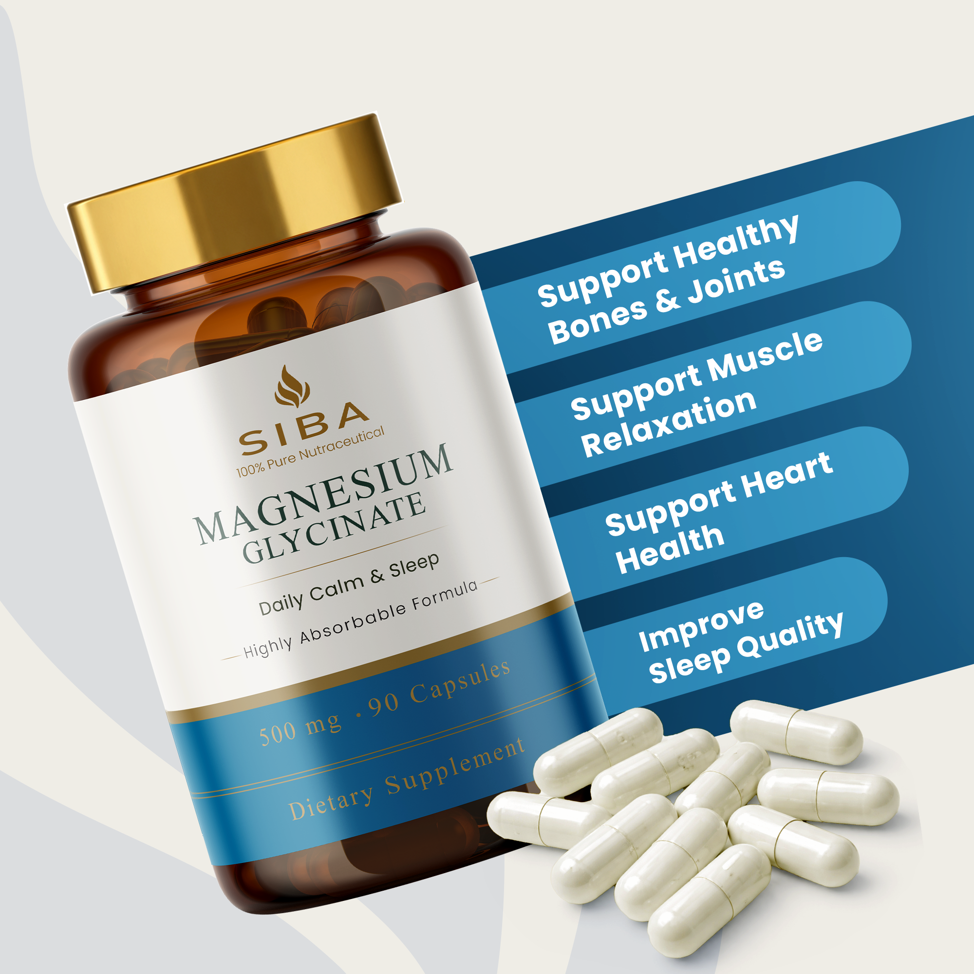 Magnesium Glycinate Capsules by Siba Vitamins Store