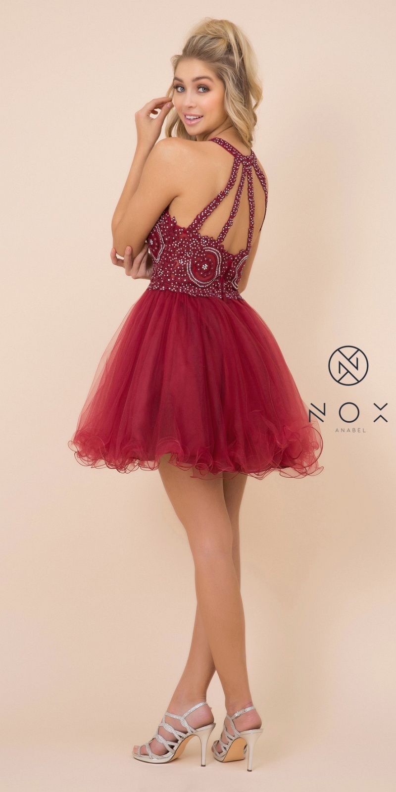 Nox Anabel B652 Short Dress Poofy A-Line Tulle Skirt Halter Neck by DiscountDressShop