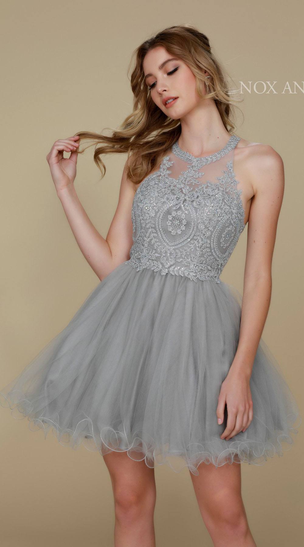 Nox Anabel B652 Short Dress Poofy A-Line Tulle Skirt Halter Neck by DiscountDressShop