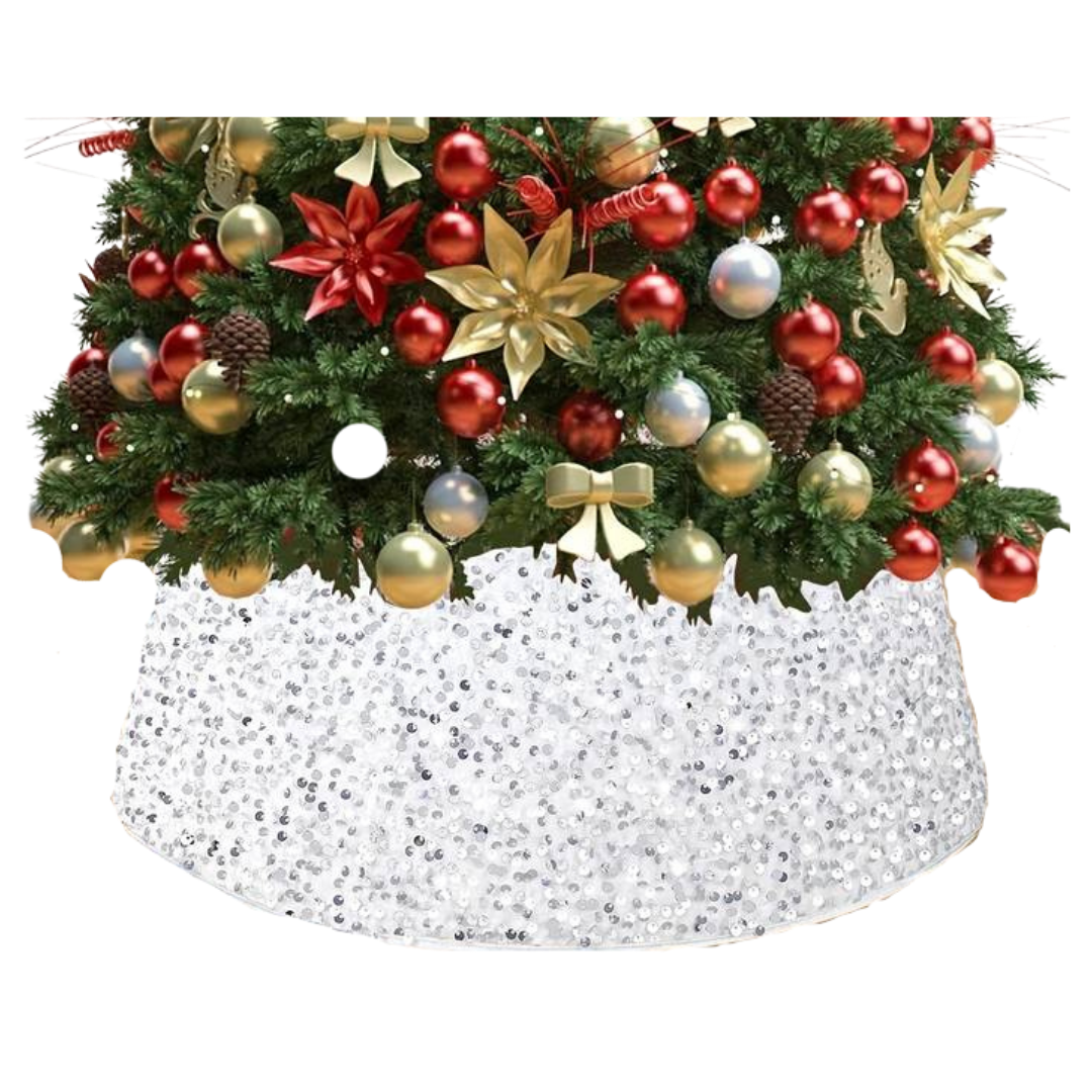 Christmas Tree Base Cover with Sequins – Red, Silver, or Gold (AA2024-0661 / 0662 / 0663)