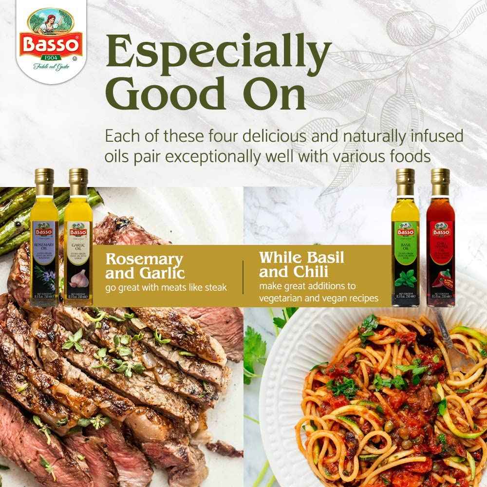 Basso 1904, Rosemary Infused Extra Virgin Olive Oil – 8.5 fl oz (250 ml)