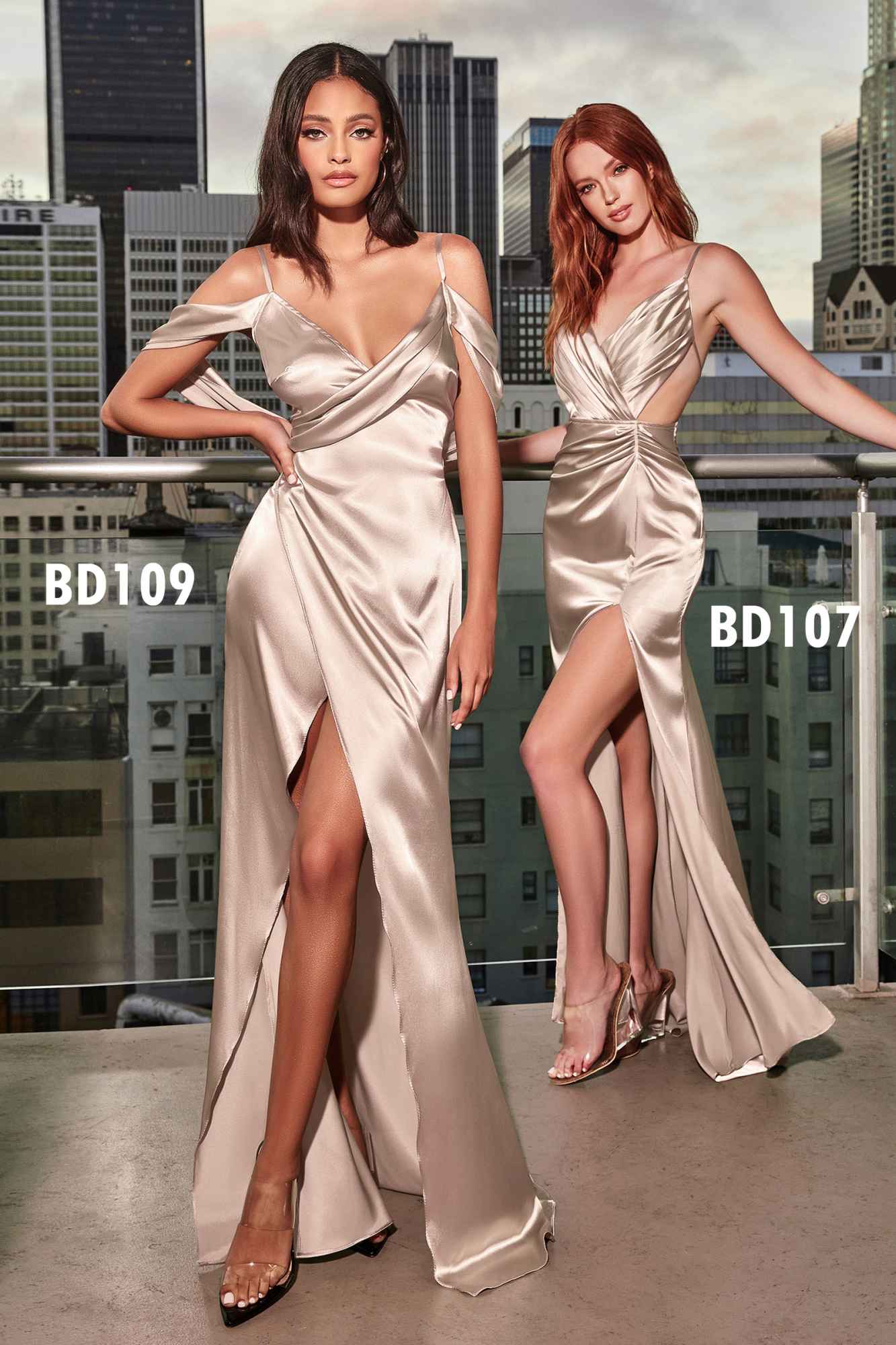 Cinderella Divine BD109 Long Satin Cowl Back Wrap Dress by DiscountDressShop