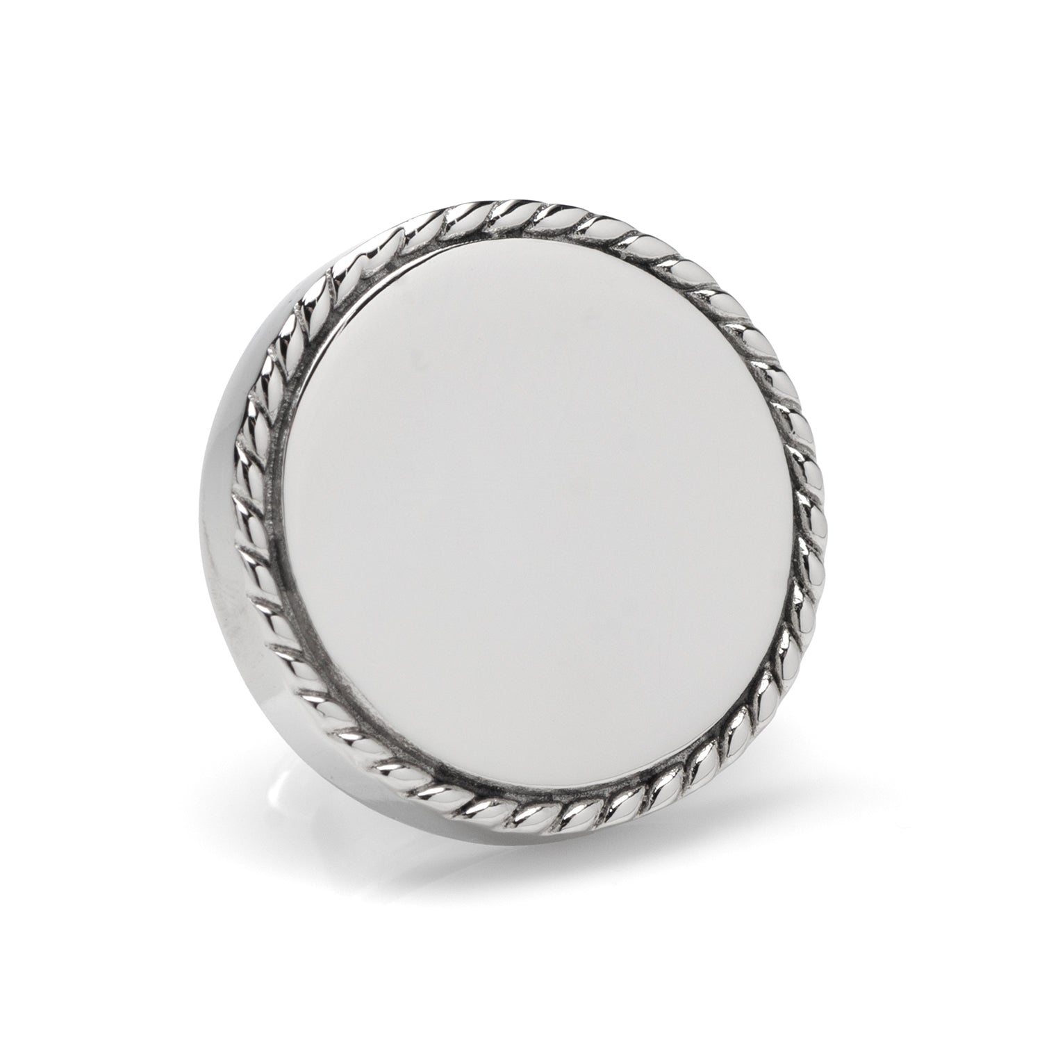 Stainless Steel Rope Border Round Engravable Lapel Pin by Cufflinks.com