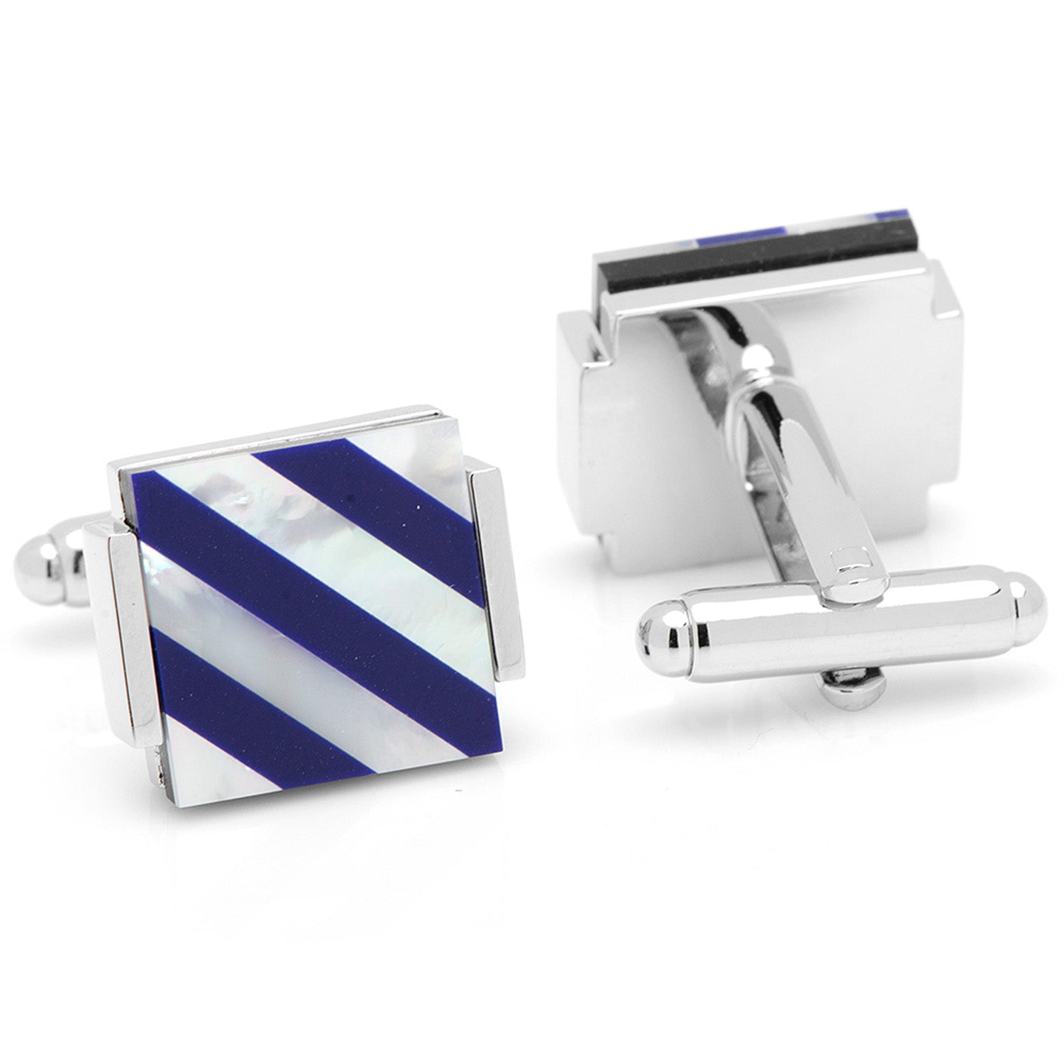 Floating Mother of Pearl Striped Cufflinks by Cufflinks.com