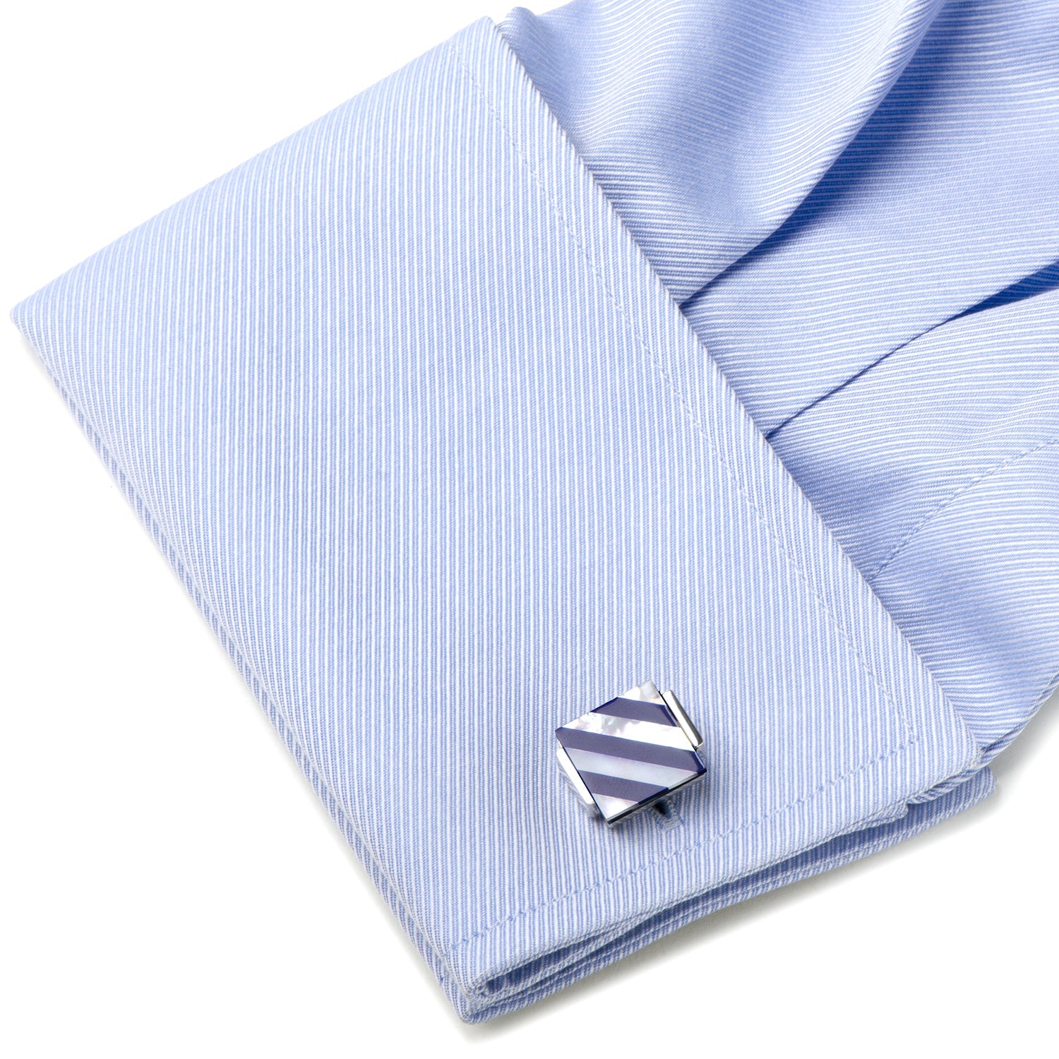 Floating Mother of Pearl Striped Cufflinks by Cufflinks.com