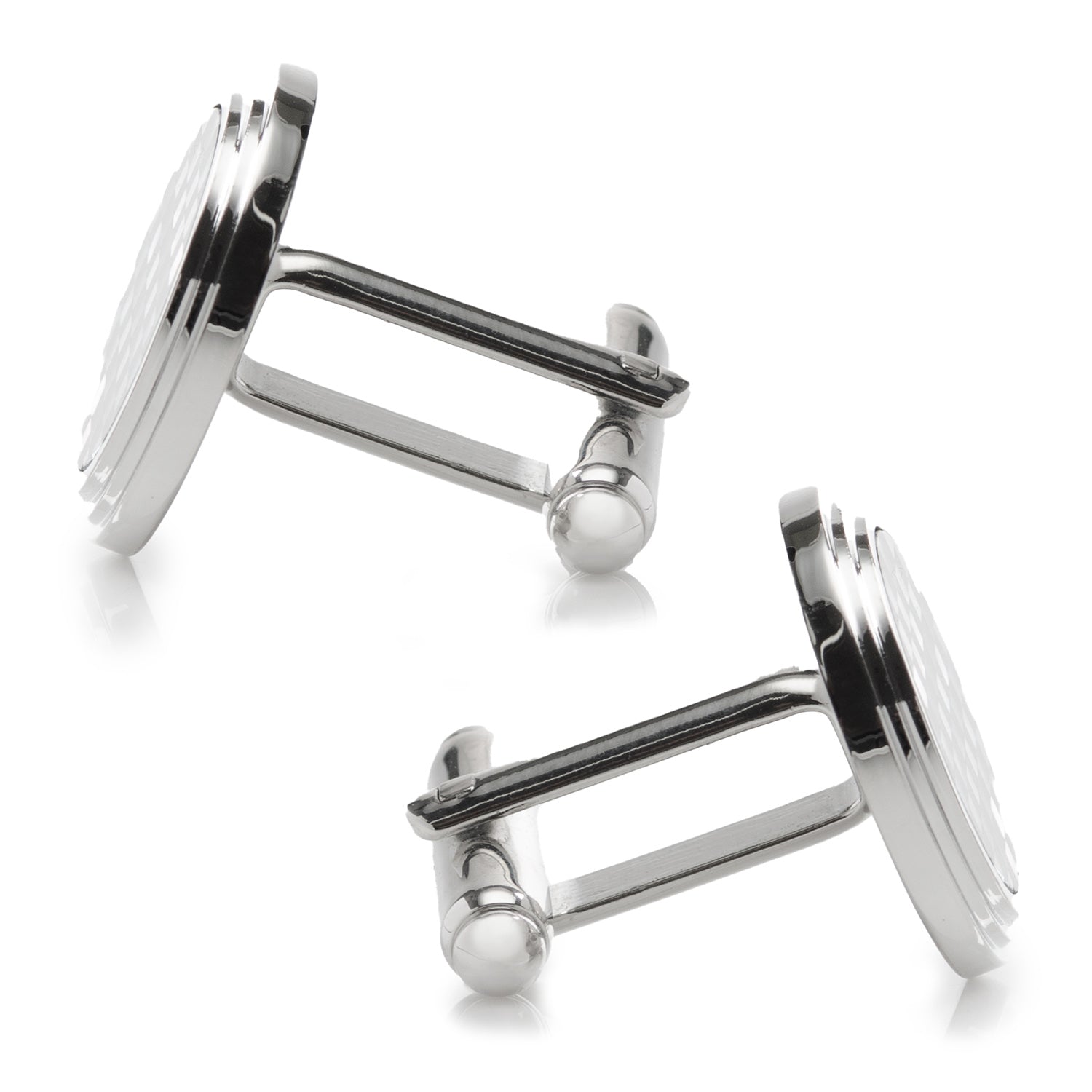 Onyx and Mother of Pearl Checker Step Cufflinks by Cufflinks.com