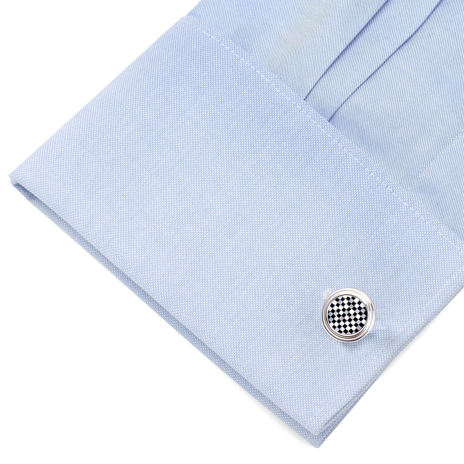 Onyx and Mother of Pearl Checker 5-Stud Set by Cufflinks.com