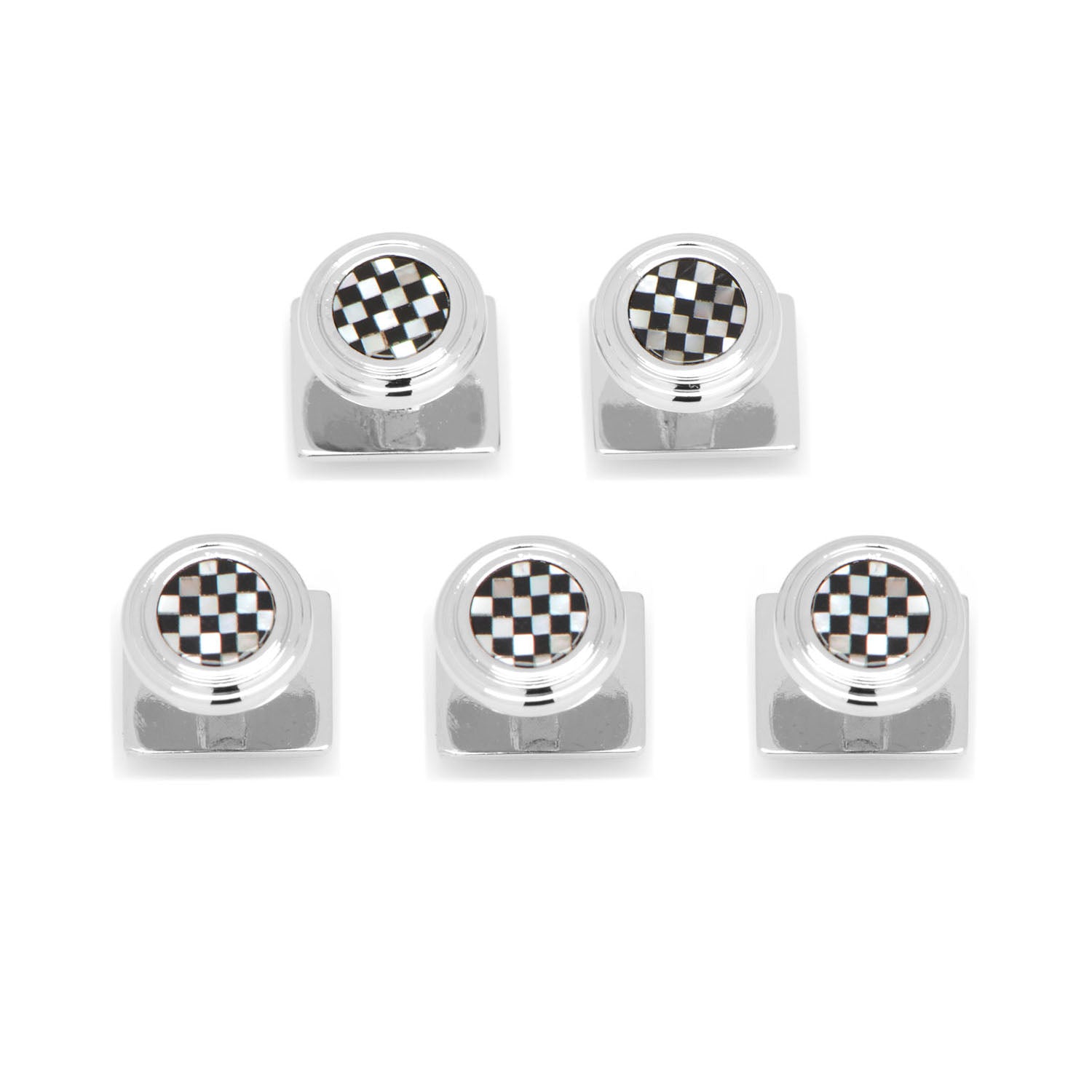 Onyx and Mother of Pearl Checker Step 5-Studs by Cufflinks.com