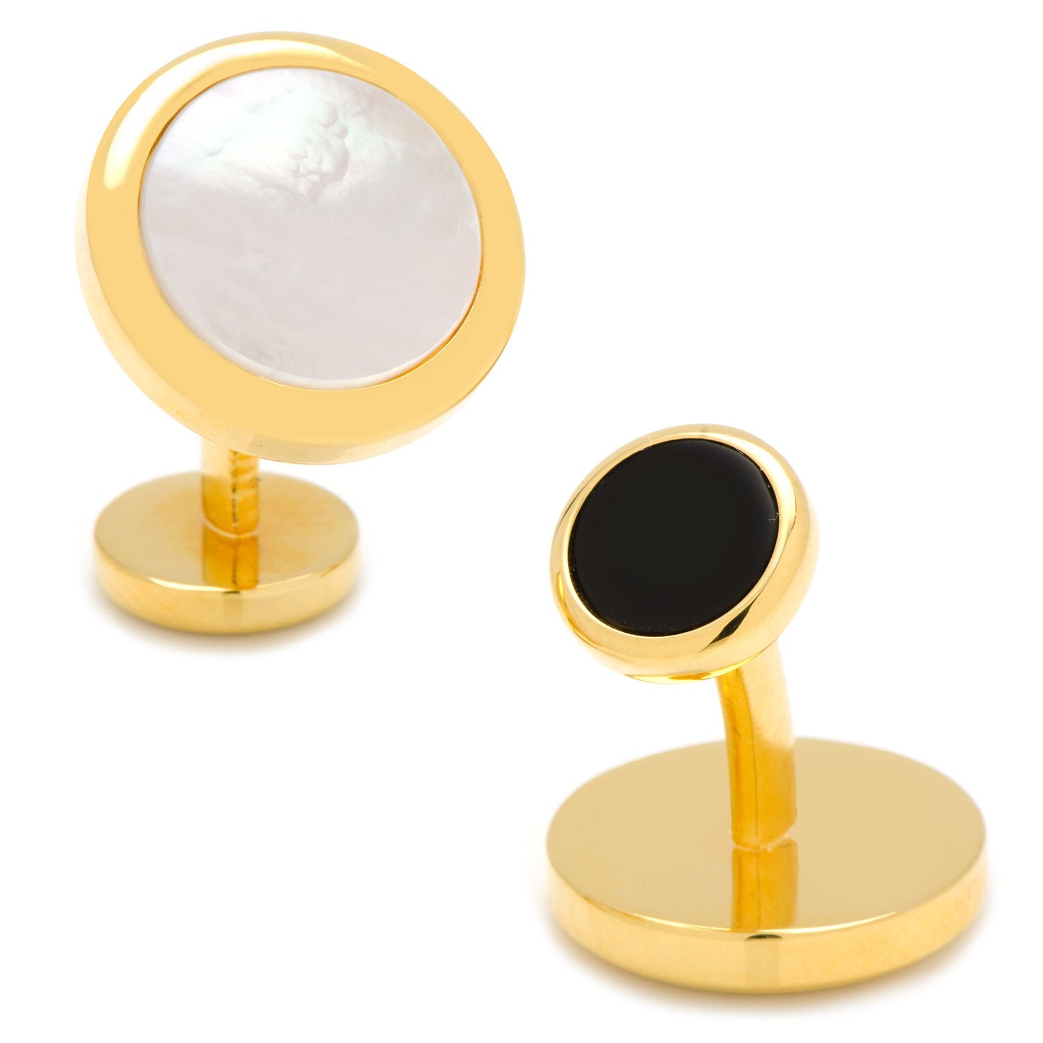 Double Sided Gold Mother of Pearl Round Beveled Cufflinks by Cufflinks.com