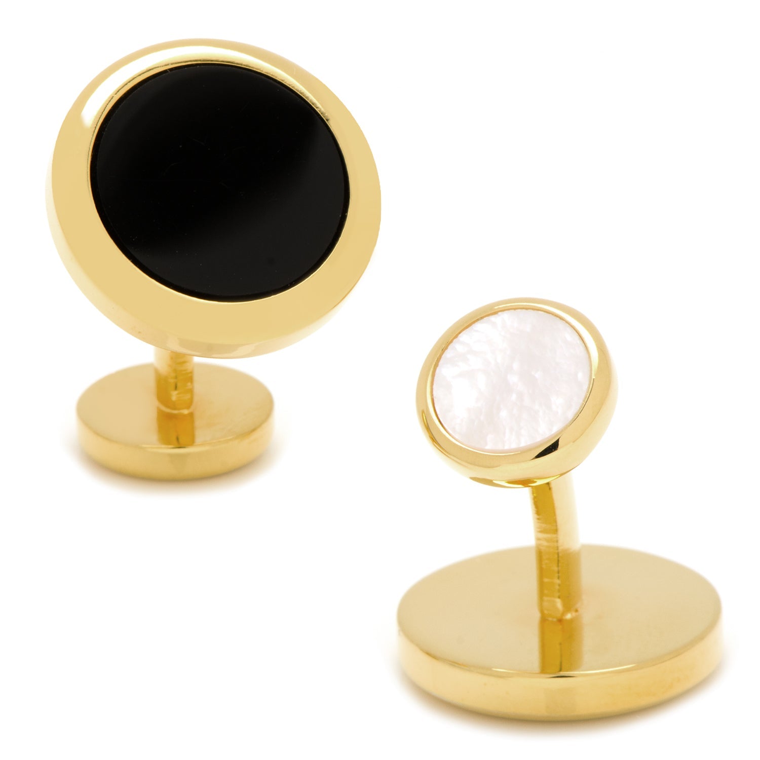 Double Sided Gold Onyx Round Beveled Cufflinks by Cufflinks.com