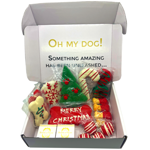 Christmas Themed Dog Treats Gift Box - Gourmet Holiday Treats for Dogs