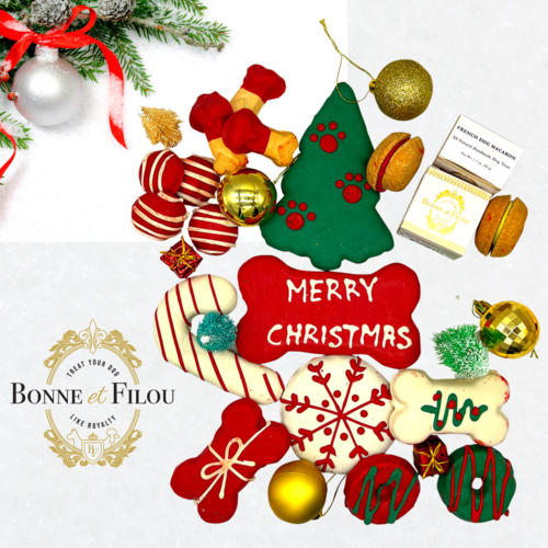 Christmas Themed Dog Treats Gift Box - Gourmet Holiday Treats for Dogs