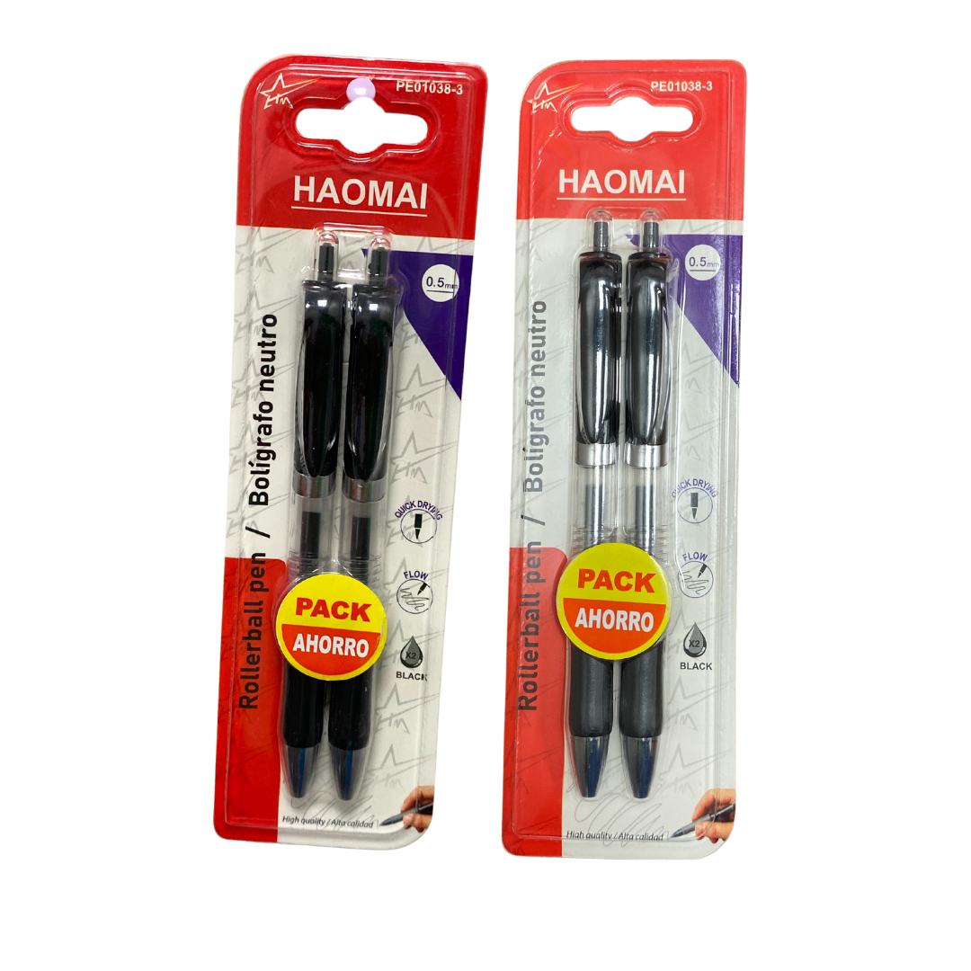 Haomai Bolígrafos Rollerball (2 piezas, tinta azul o negra, 0.5mm) DestGlow