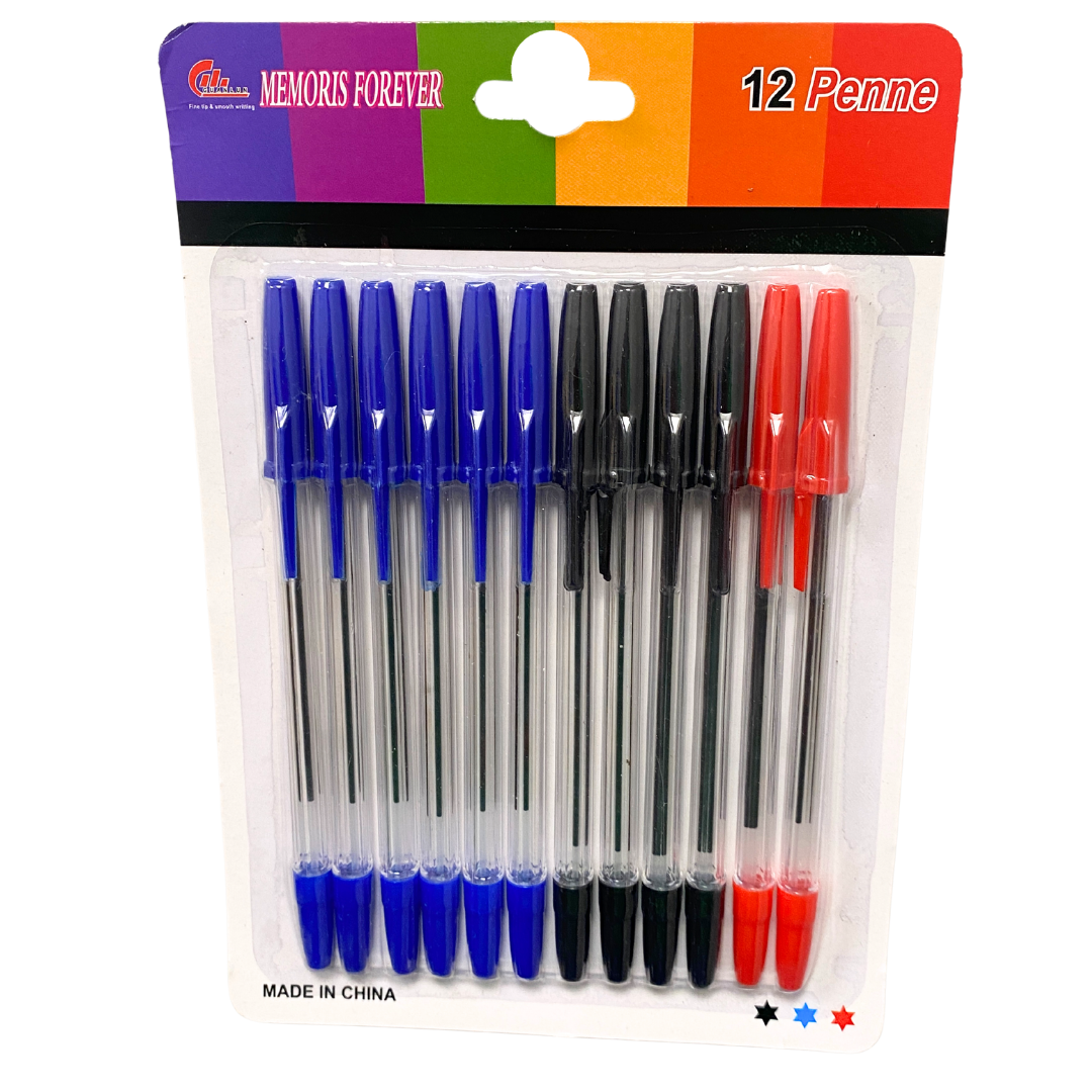 Bolígrafos Memoris Forever (12 piezas, azul, negro y rojo) DestGlow