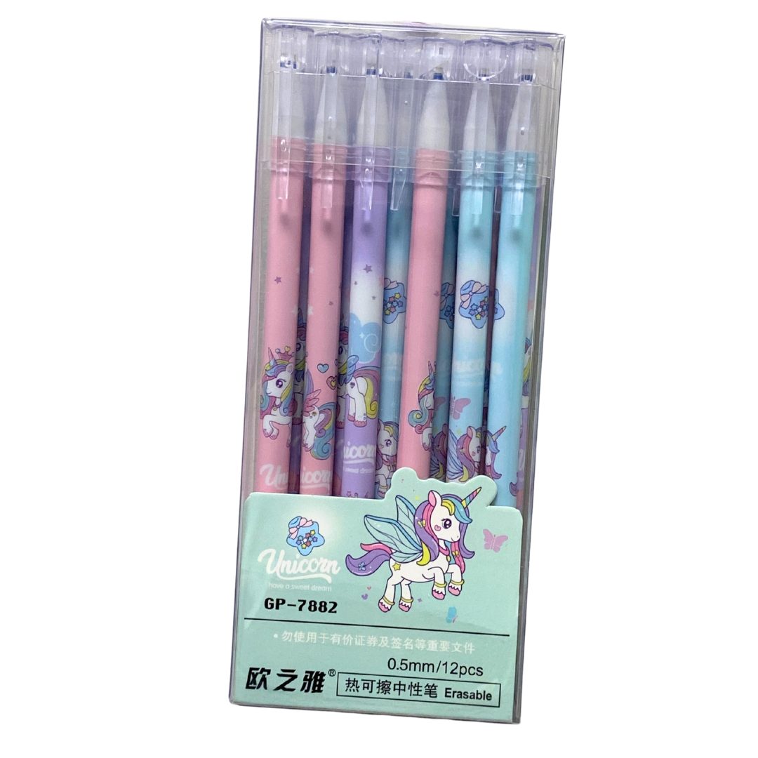Bolígrafos de Gel Borrables Unicornio (12 piezas, 0.5mm) DestGlow