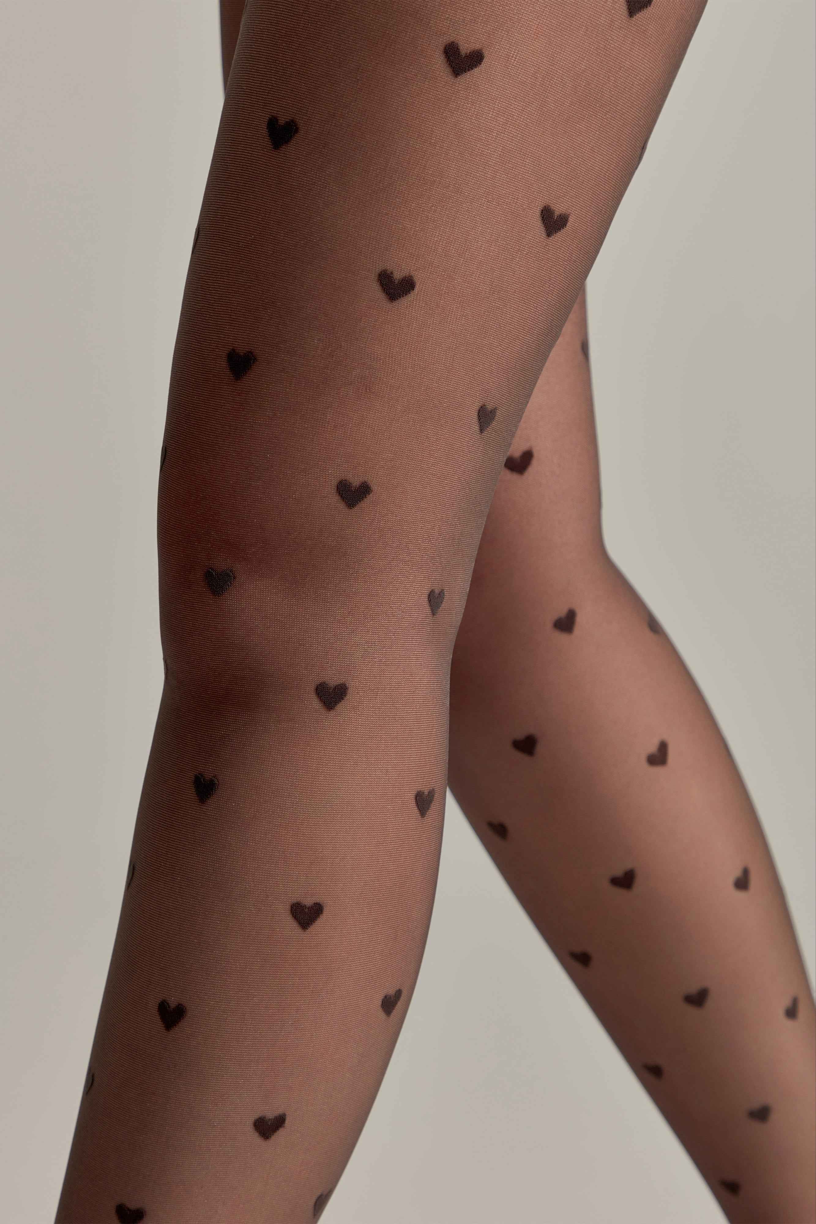 Fantasy Tights Conte Bonheur - Hearts Pattern