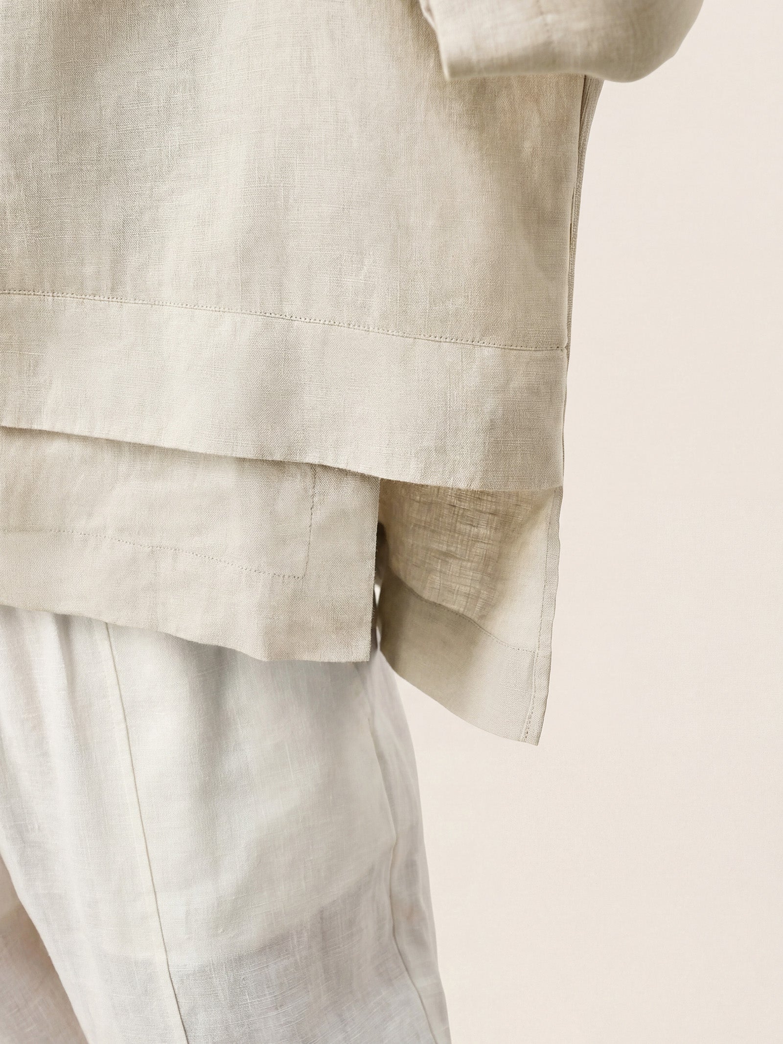 100% Linen Drop Shoulder Asymmetric Layered Hem Overtop VIOLA by LINTICO