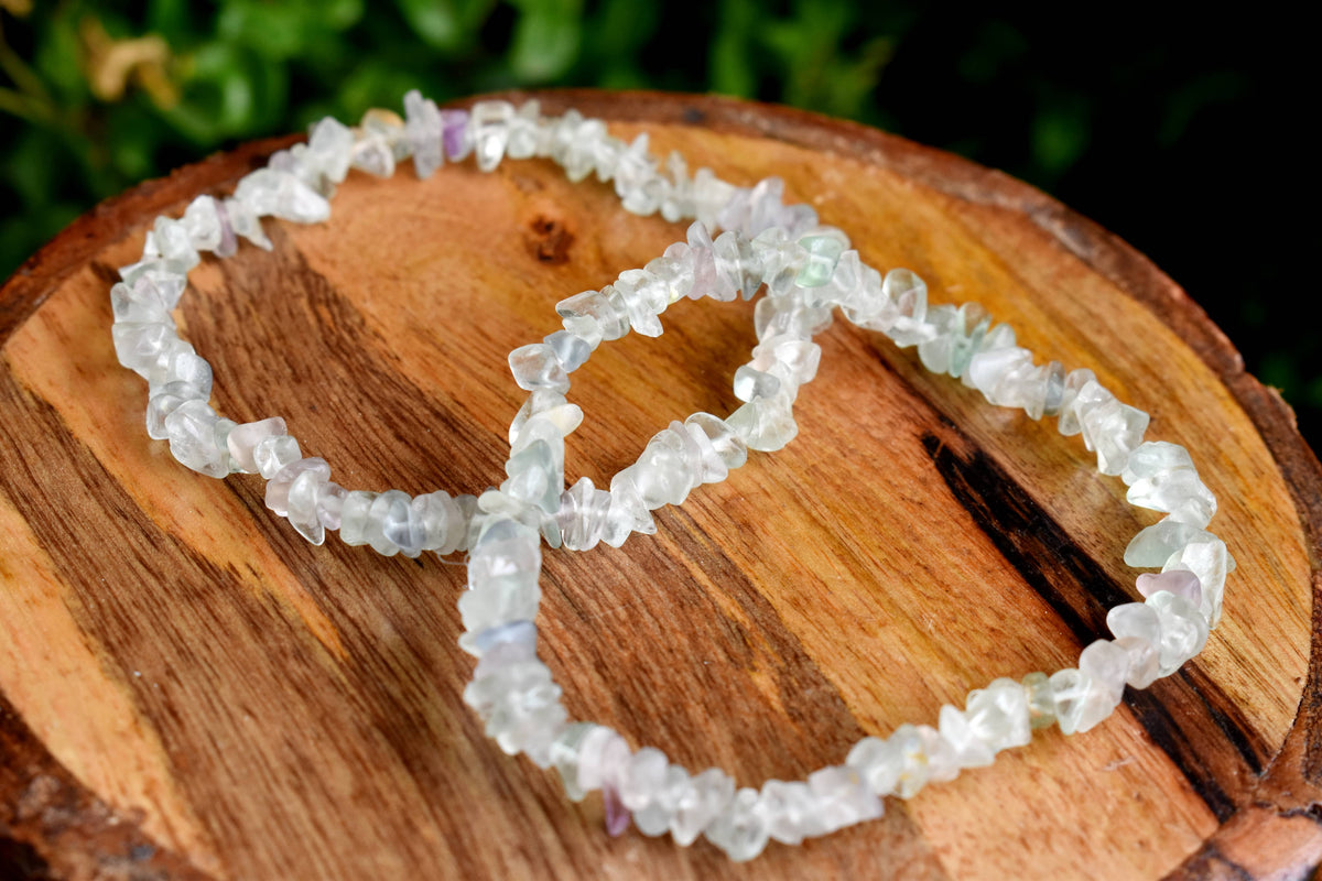 Natural Multi Fluorite Chip Bracelets, Loose Crystal Gemstone Chip Bracelets ~ Healing Chip Bracelet DestGlow