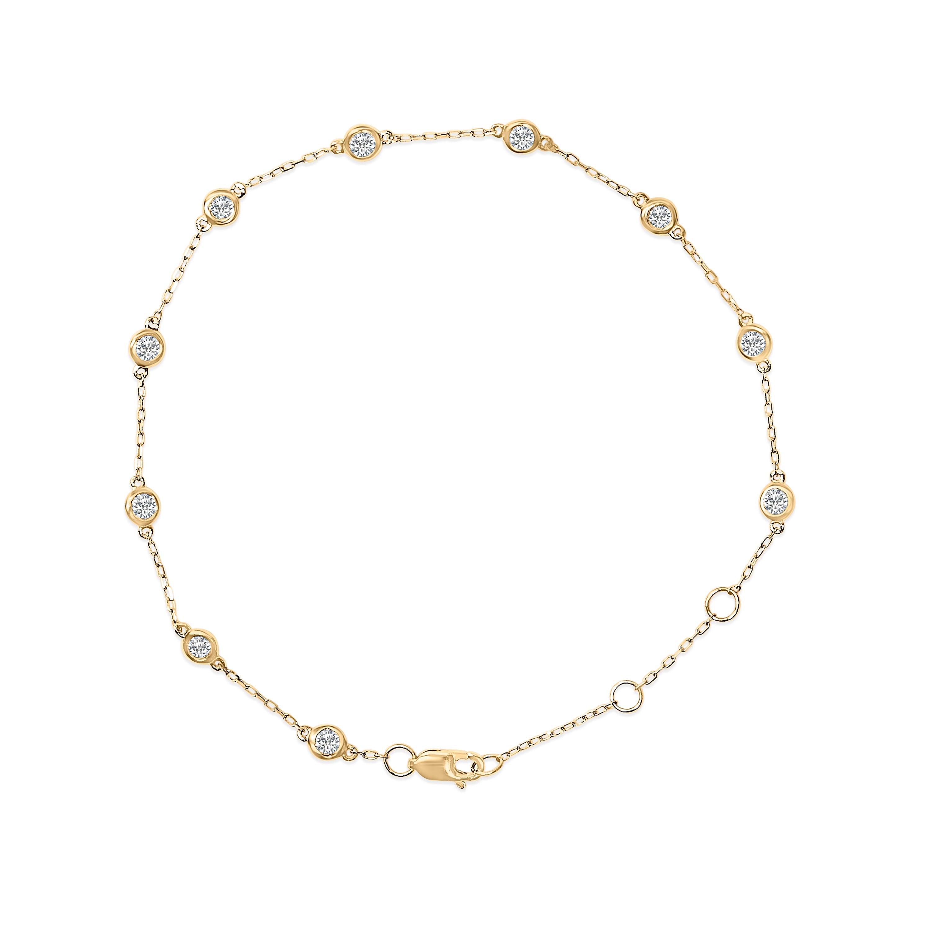 14K White Gold 1/2 Cttw Bezel Set Lab Grown Diamond Station Bracelet by Bids.com
