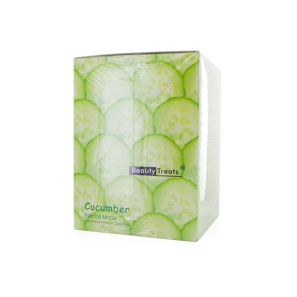 BEAUTY TREATS Facial Mask Refreshing Vitamin C Solution - Cucumber - Display Box 24 Pieces - Cucumber - DestGlow
