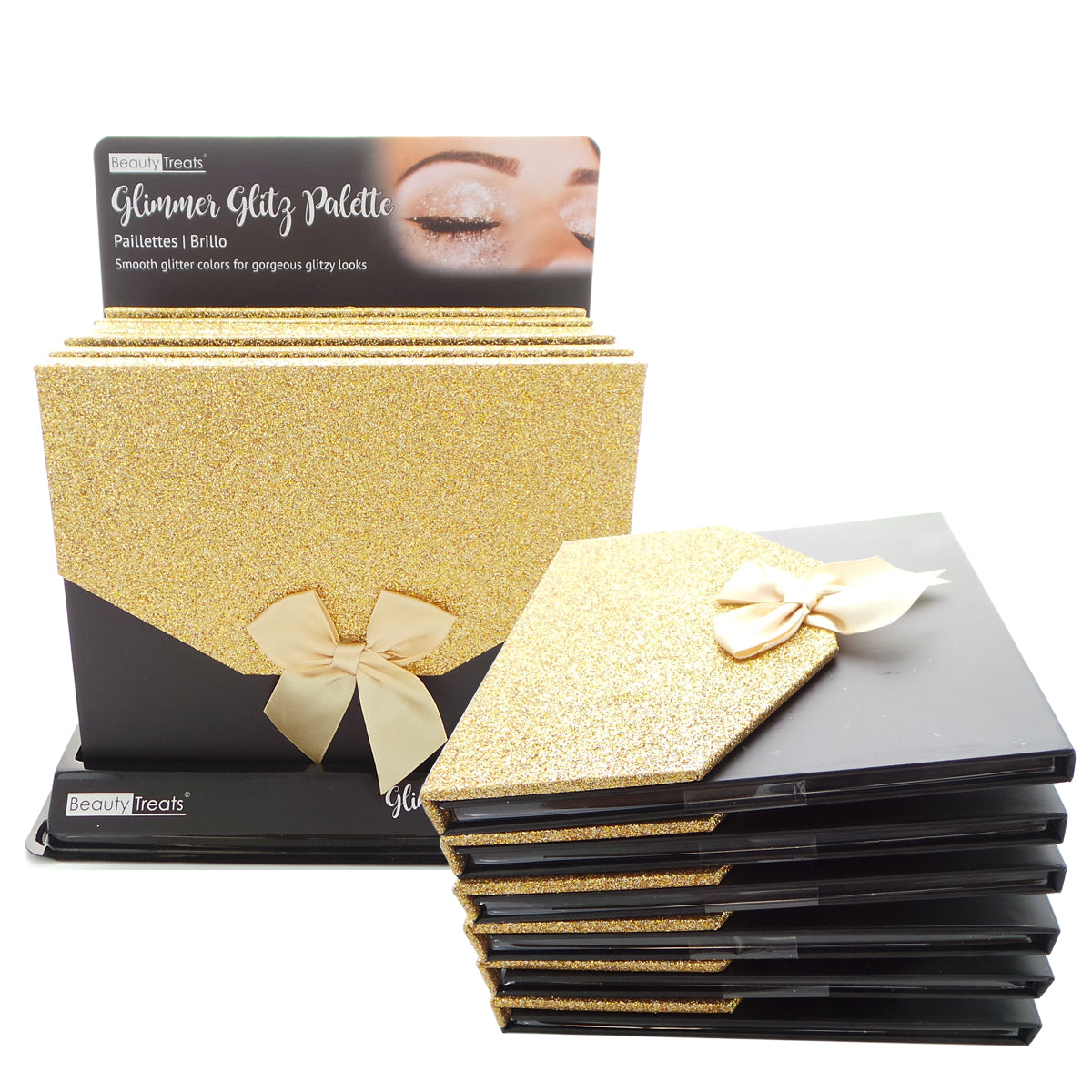 BEAUTY TREATS Glimmer Glitz Palette Display Set, 6 Pieces + 6 Backup Stock - DestGlow