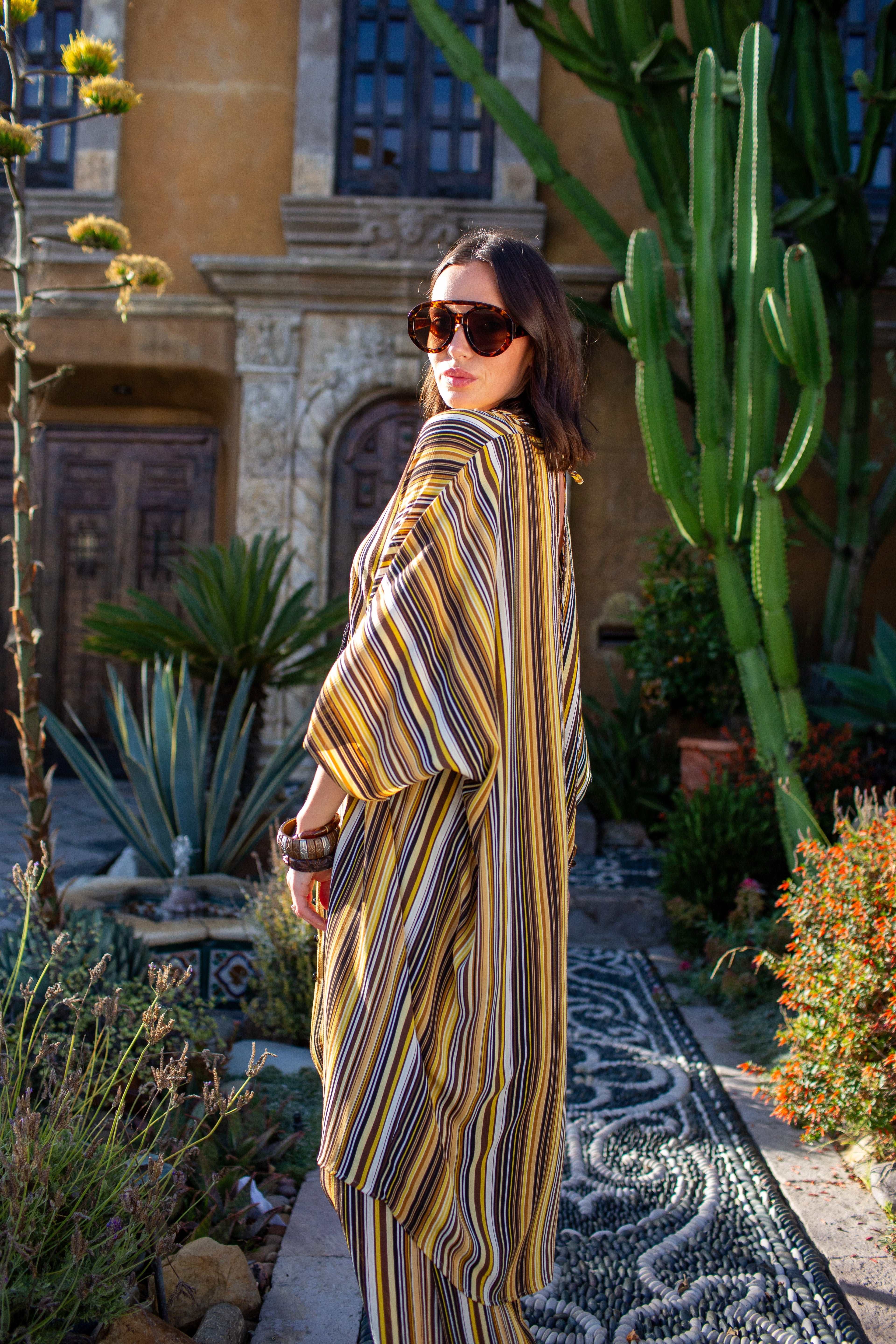 Bank Striped Tunic Caftan Set