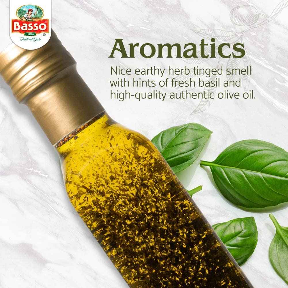 Basso 1904, Basil Oil, Infused Extra Virgin Olive Oil, 8.5 Fl Oz (250ml)