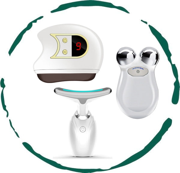Lift, Sculpt & Glow Toolkit -Set of 3 LED Therapy, Electric Gua Sha & Microcurrent Toning Device for Radiant Skin - DestGlow