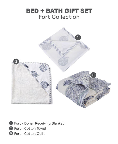 Going Home Newborn Bed + Bath Gift Set - 4-Piece Handmade Baby Gift