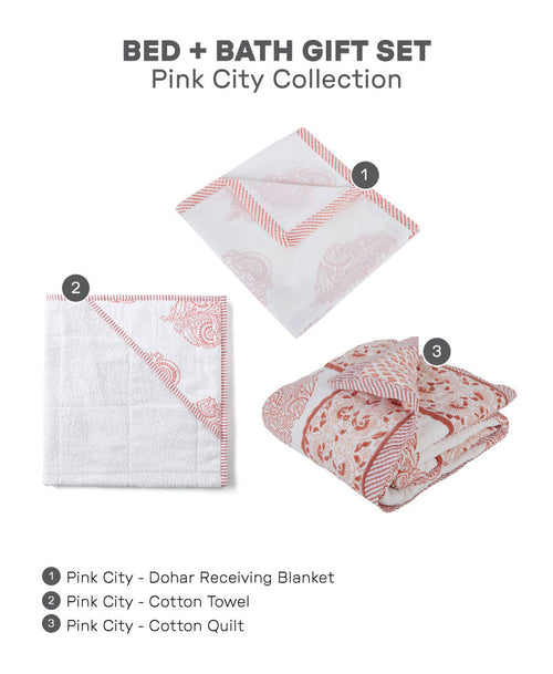 Going Home Newborn Bed + Bath Gift Set - 4-Piece Handmade Baby Gift