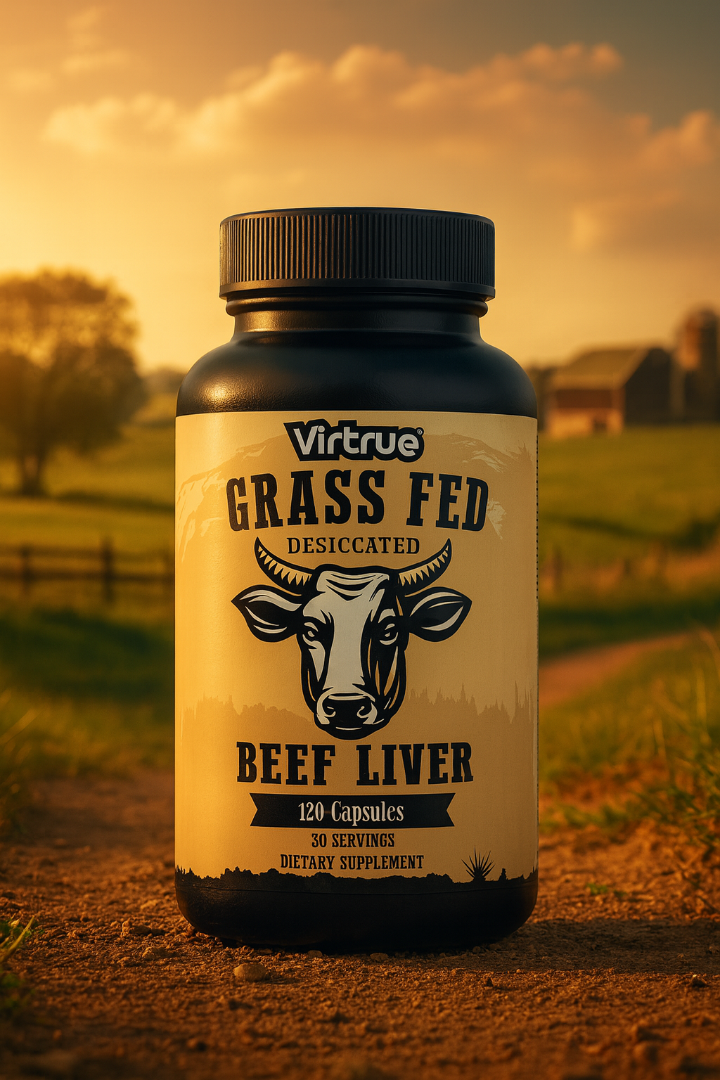 Grass Fed Desiccated Beef Liver Capsules by Virtrue