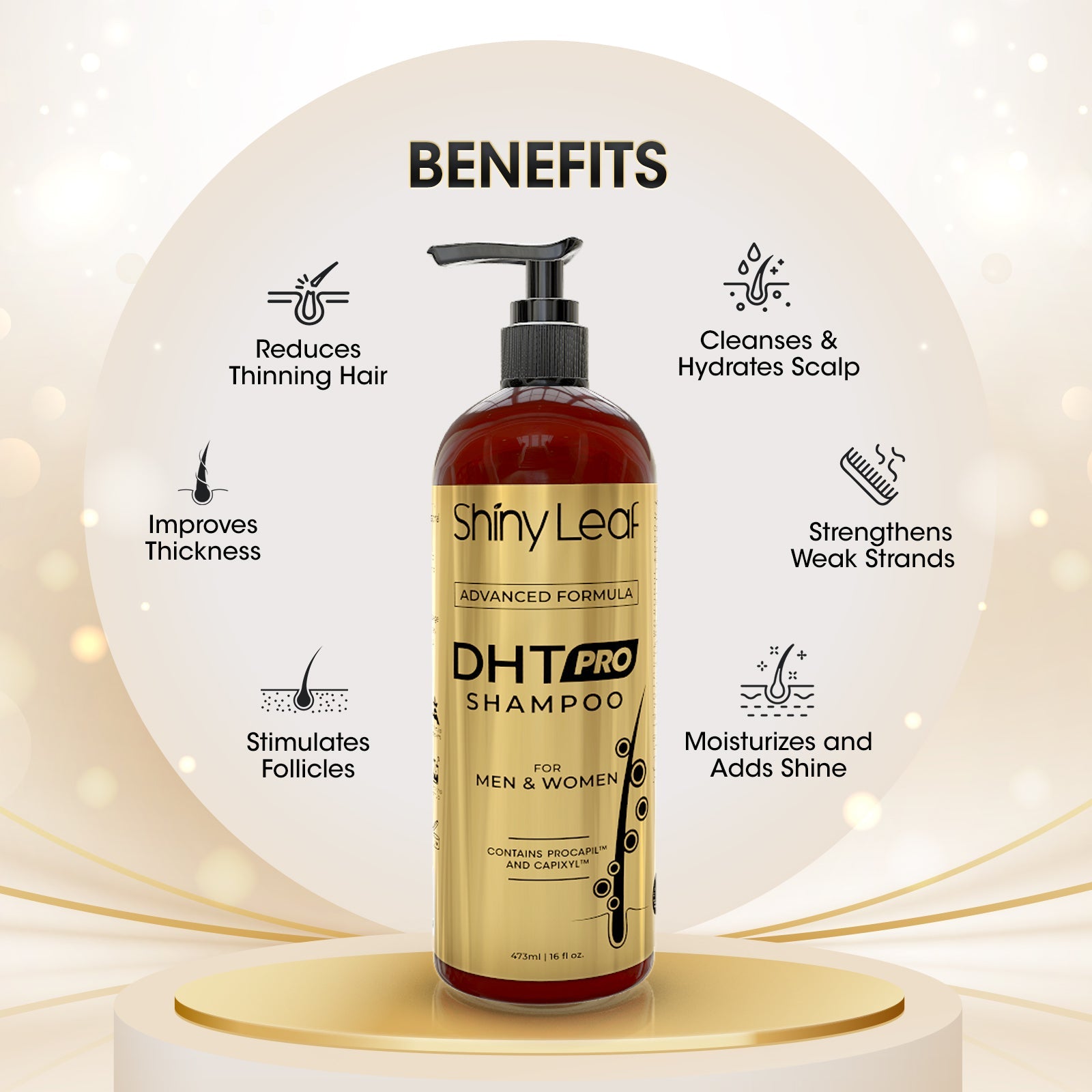 DHT Pro Shampoo and Conditioner with Procapil and Capixyl by Shiny Leaf