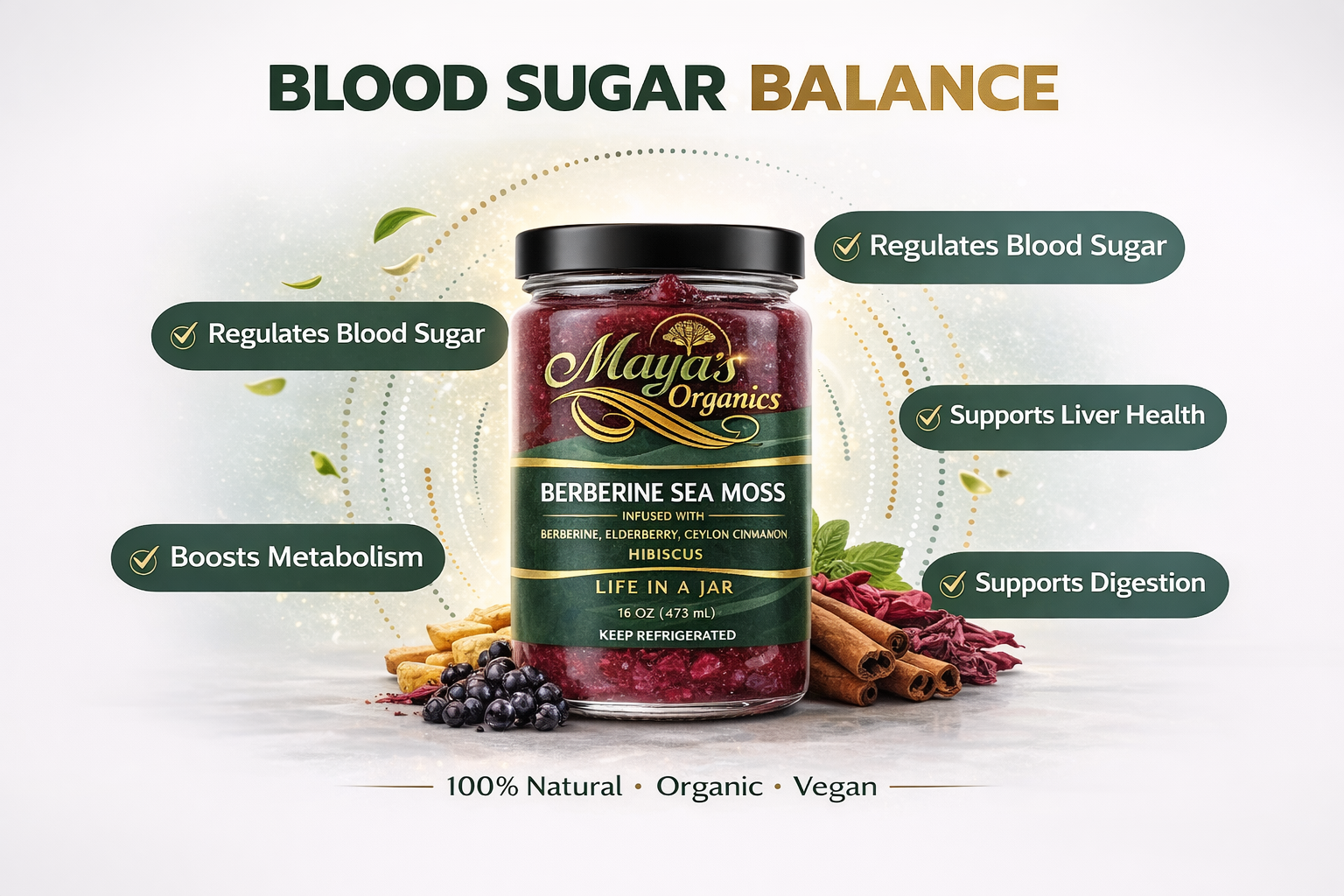 Maya’s Organics Berberine Sea Moss Gel 16 oz – Premium Blood Sugar & Metabolism Support Formula by Seamoss depot