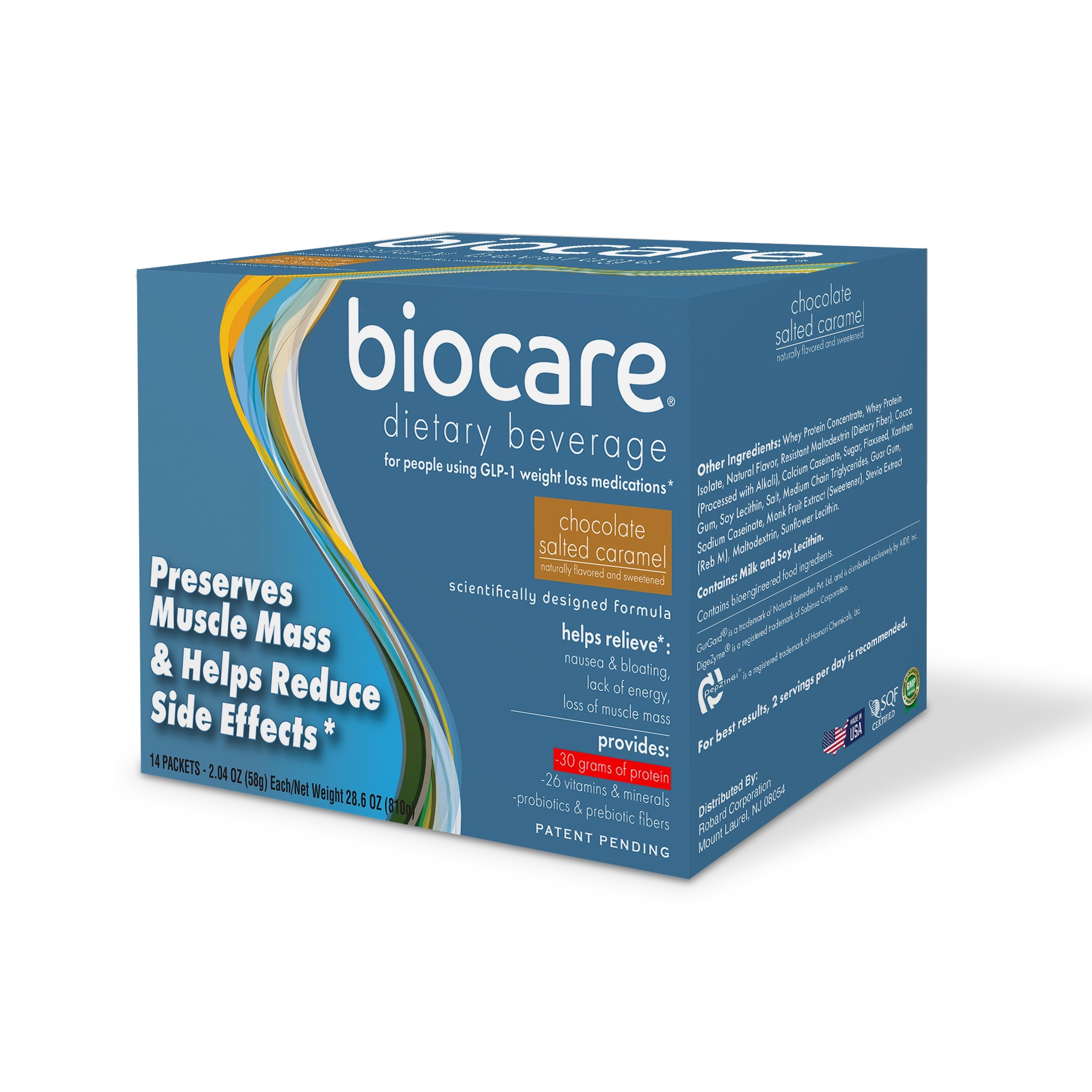 30G Protein Chocolate Salted Caramel Biocare Dietary Beverage (14-Count) by Biocare