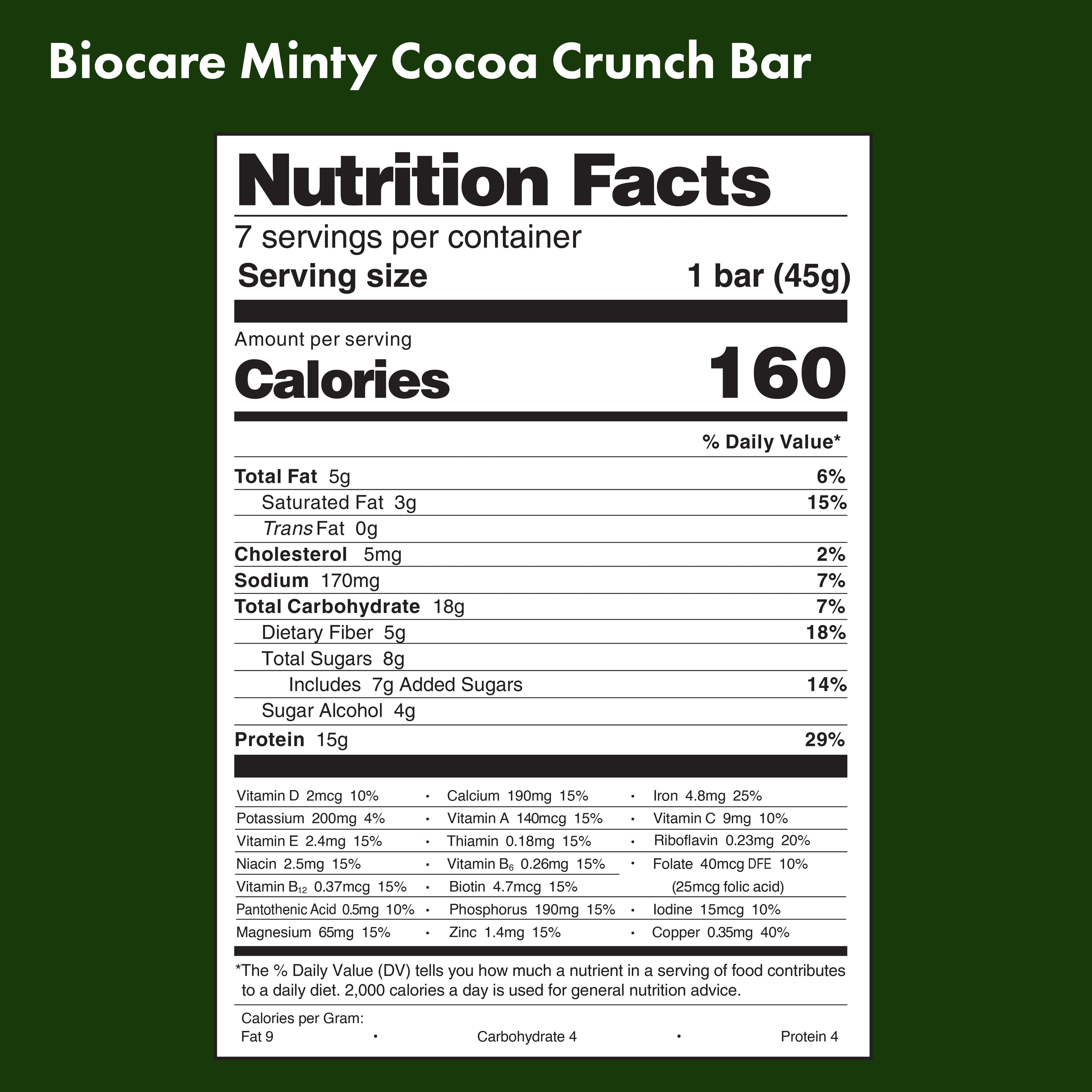 15G Protein Minty Cocoa Crunch Bar DestGlow
