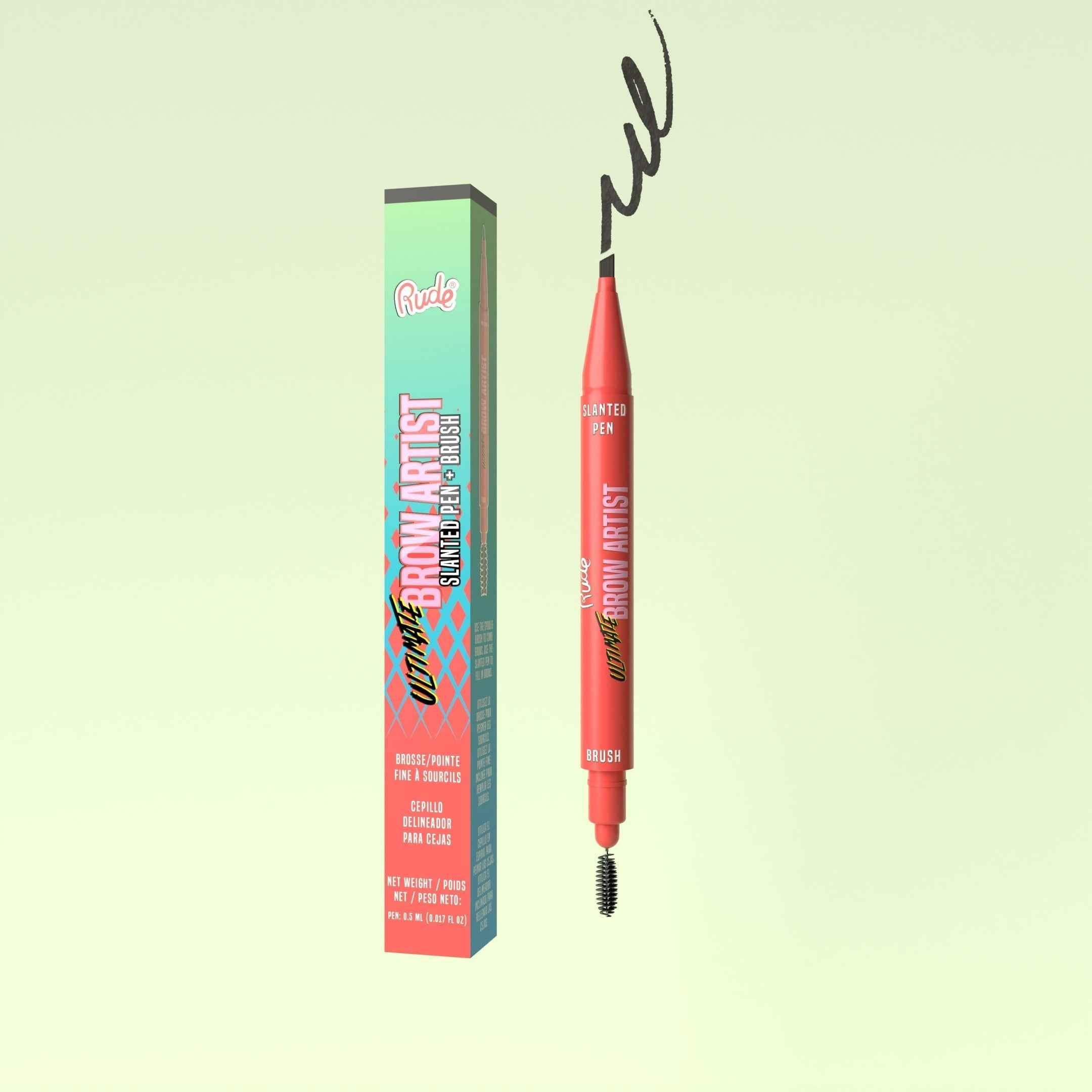 RUDE Ultimate Brow Artist - Slanted Pen and Brush