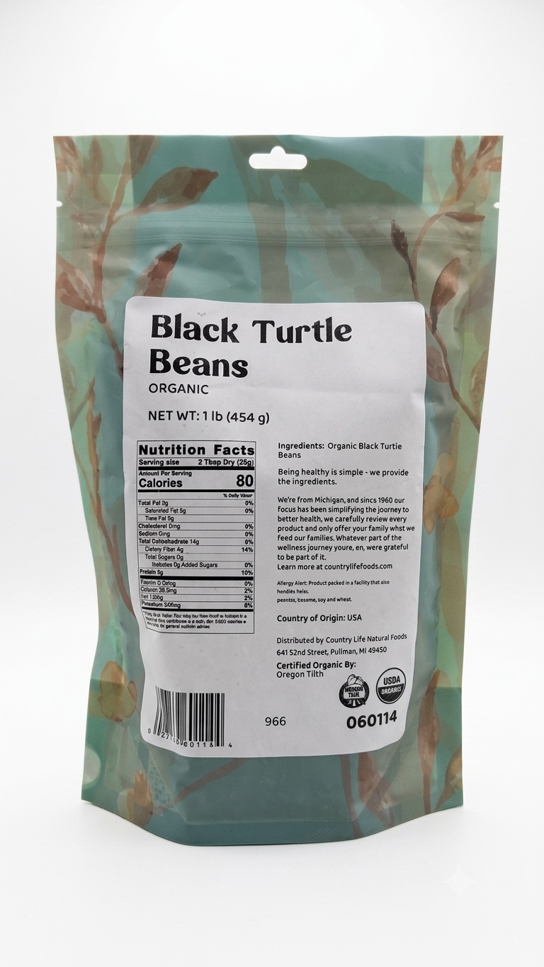 Black Turtle Beans, Organic (REDUCED PRICE! - Contains splits) DestGlow