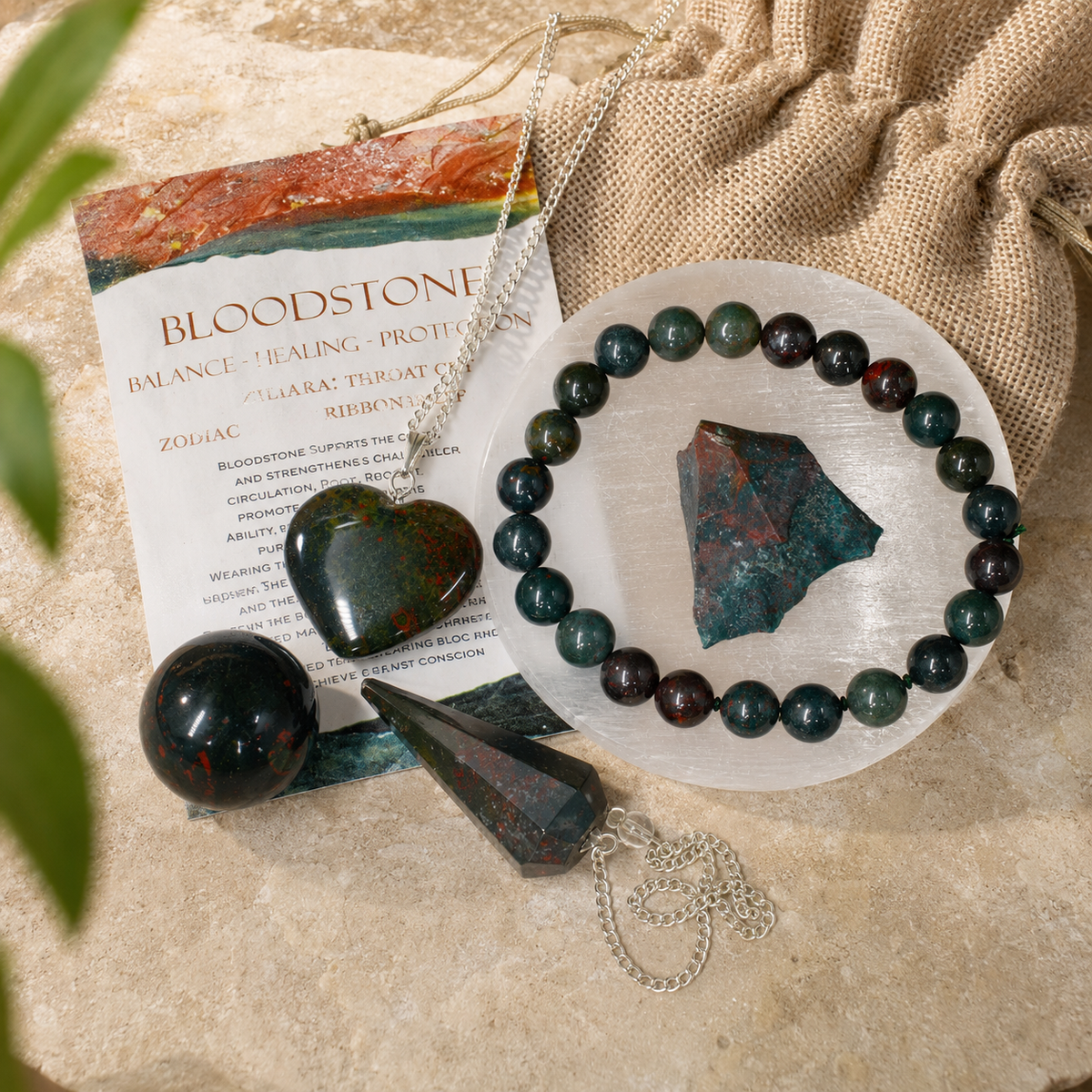 Bloodstone Crystal Gift Set For Emotional Support and Protection, Real Polished Gemstones. DestGlow