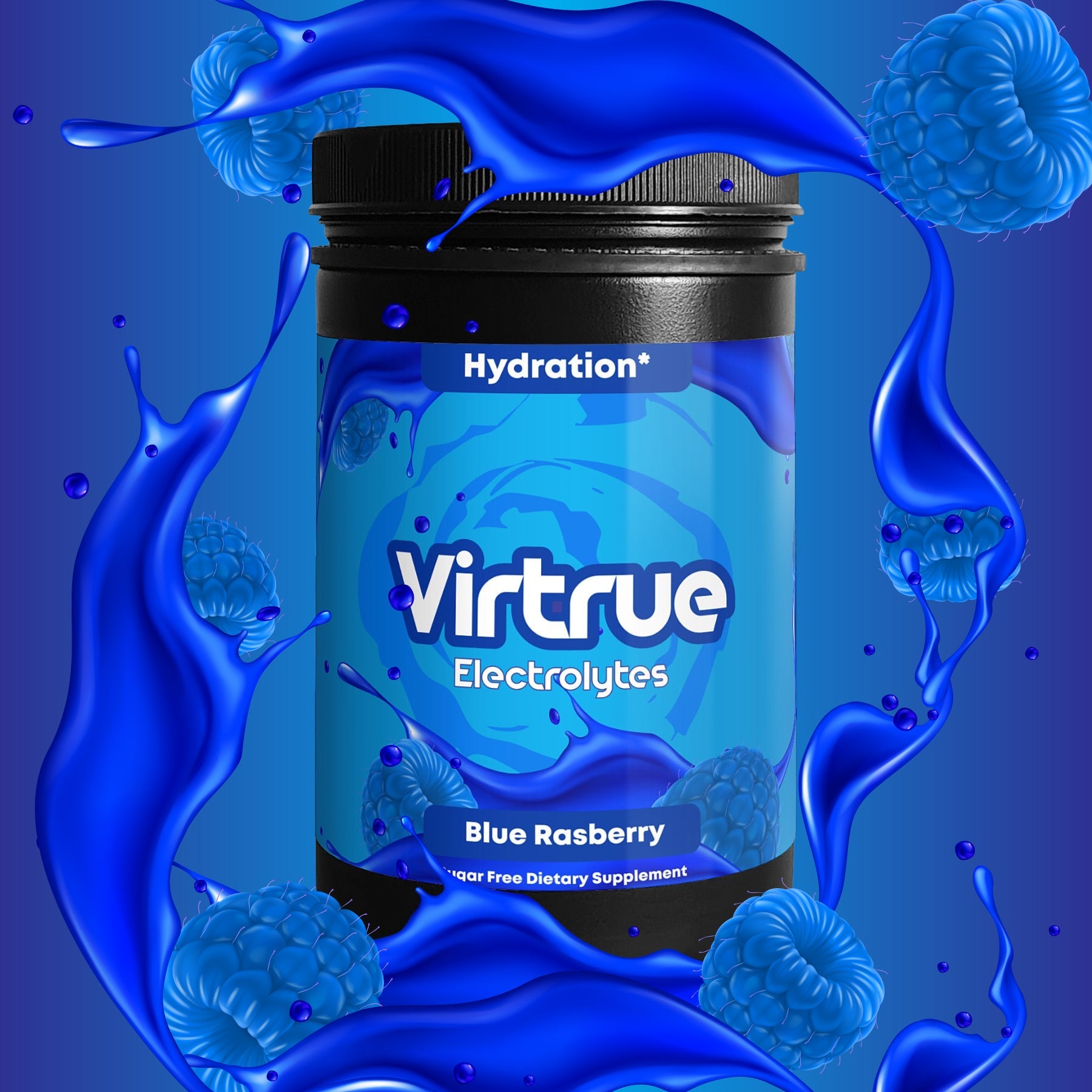 Blue Raspberry Electrolyte Hydration – Sugar-Free | Refreshing & Rapid Rehydration Formula by Virtrue