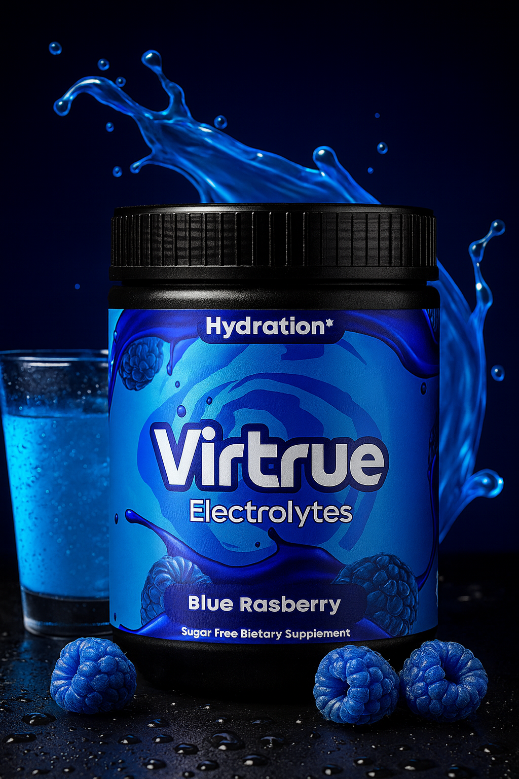 Blue Raspberry Electrolyte Hydration – Sugar-Free | Refreshing & Rapid Rehydration Formula by Virtrue
