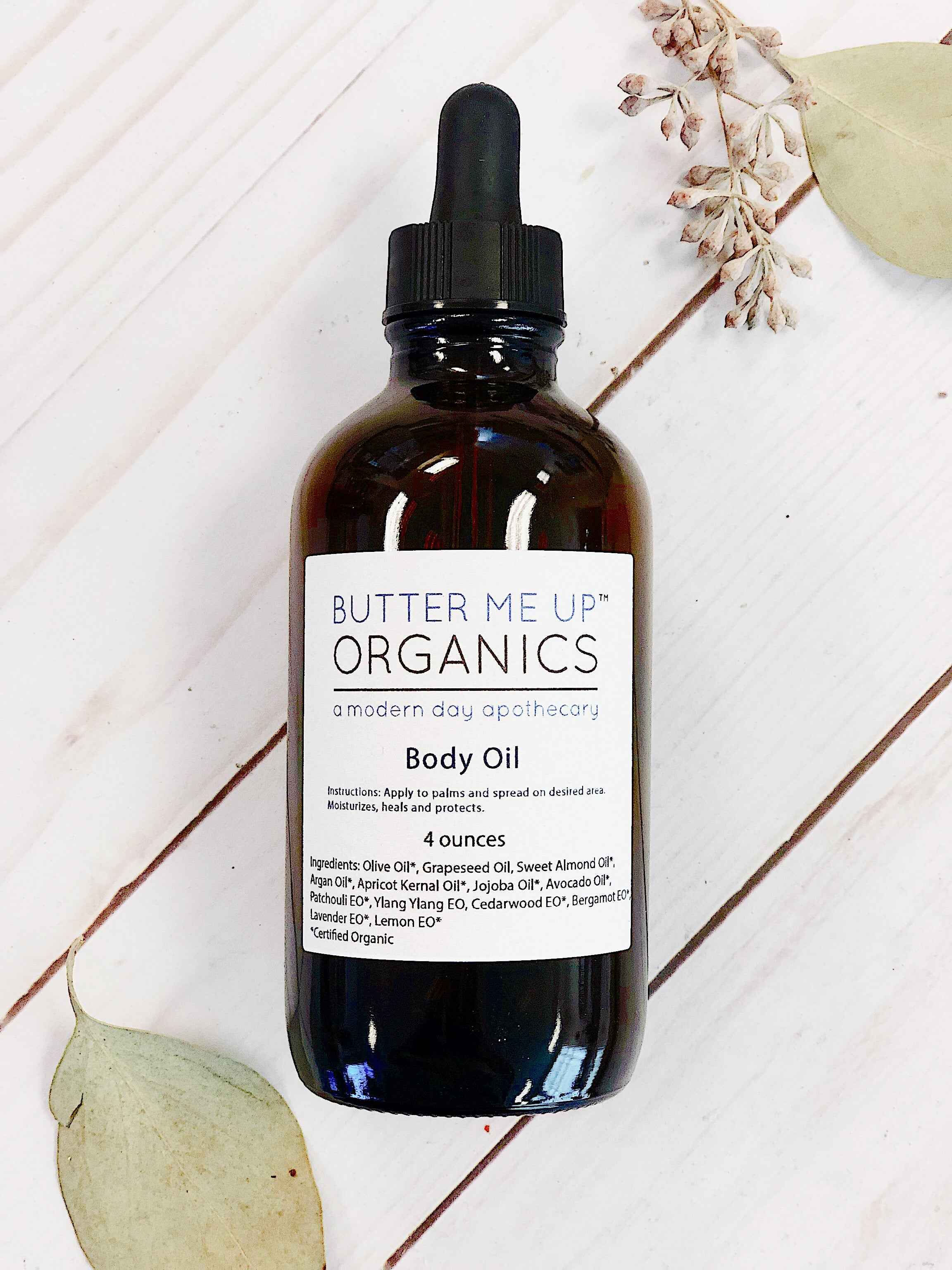 Organic Body Oil / Body Oil / Moisturizer / Organic Oils / Dry Skin Formula by Butter Me Up Organics