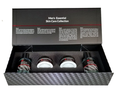 Men's Essential Skin Care Set - Complete Grooming Kit with Cleanser, Scrub & Eye Cream